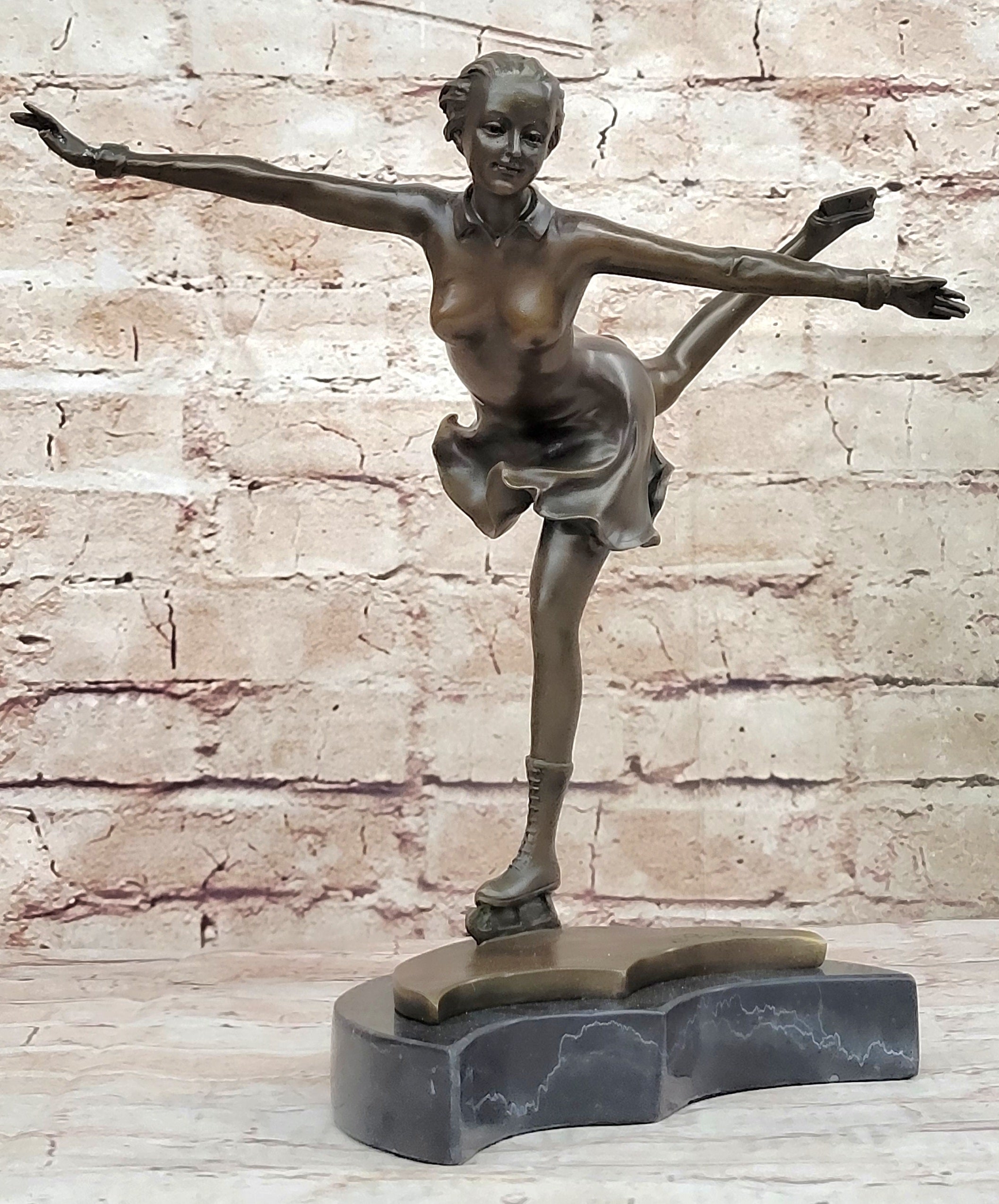 Handcrafted bronze sculpture SALE Trophy Sport Olympic Skater Ice Preiss