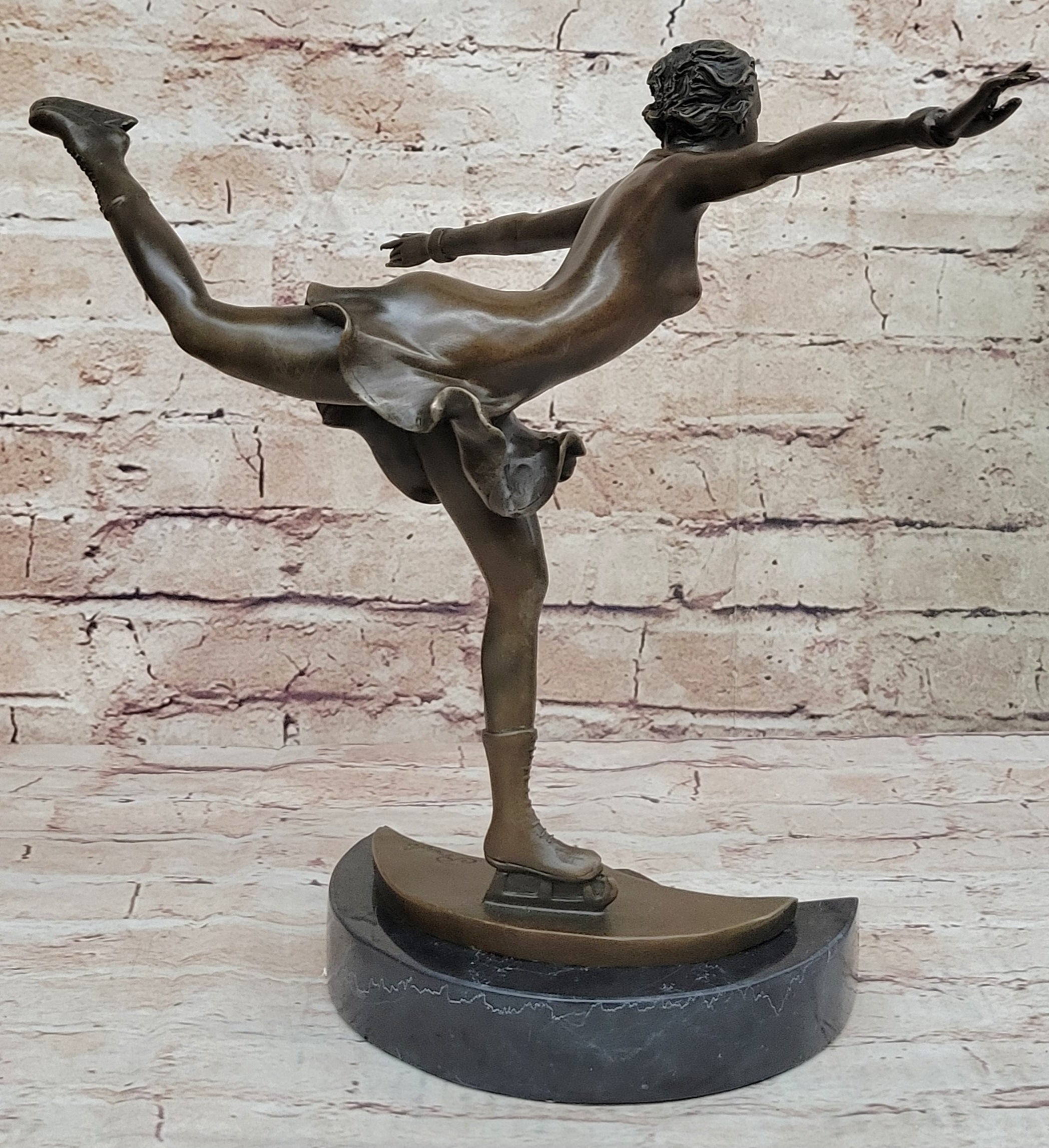 Handcrafted bronze sculpture SALE Trophy Sport Olympic Skater Ice Preiss