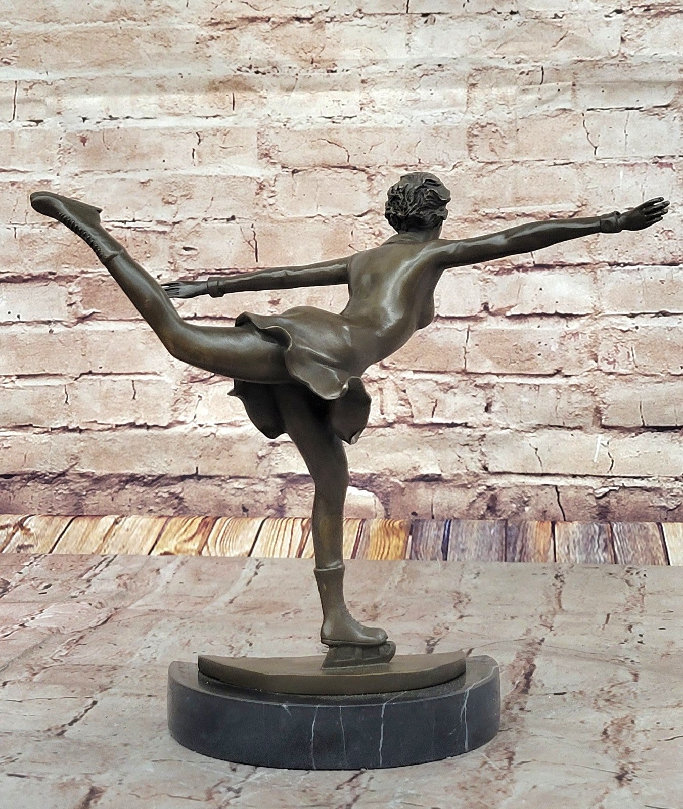 Handcrafted bronze sculpture SALE Trophy Sport Olympic Skater Ice Preiss