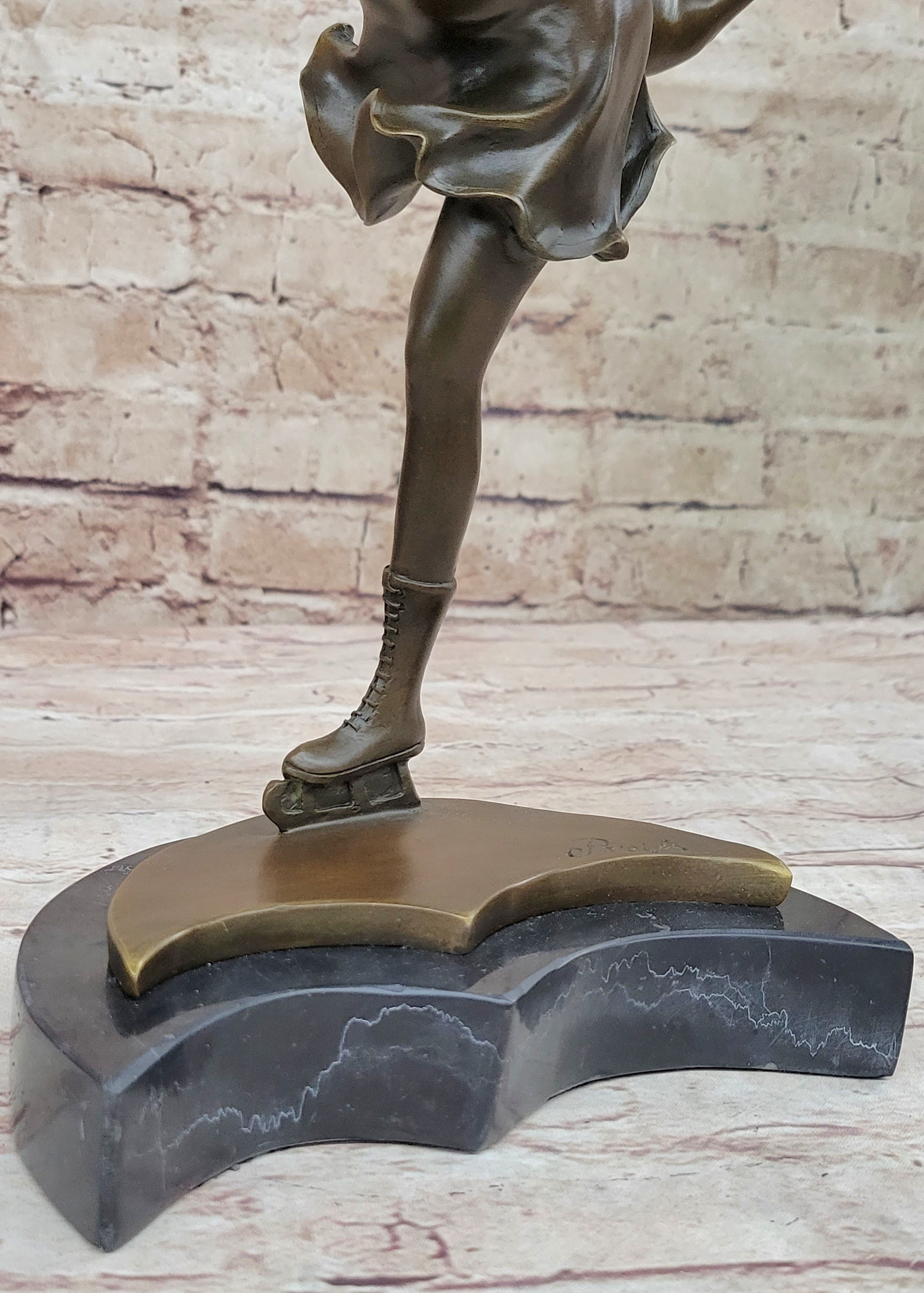 Handcrafted bronze sculpture SALE Trophy Sport Olympic Skater Ice Preiss
