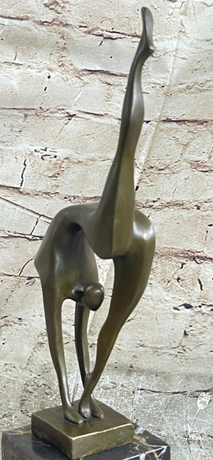 Abstract Modern Art Abstract Brown Patina Ballerina Figurine Bronze Sculpture NR