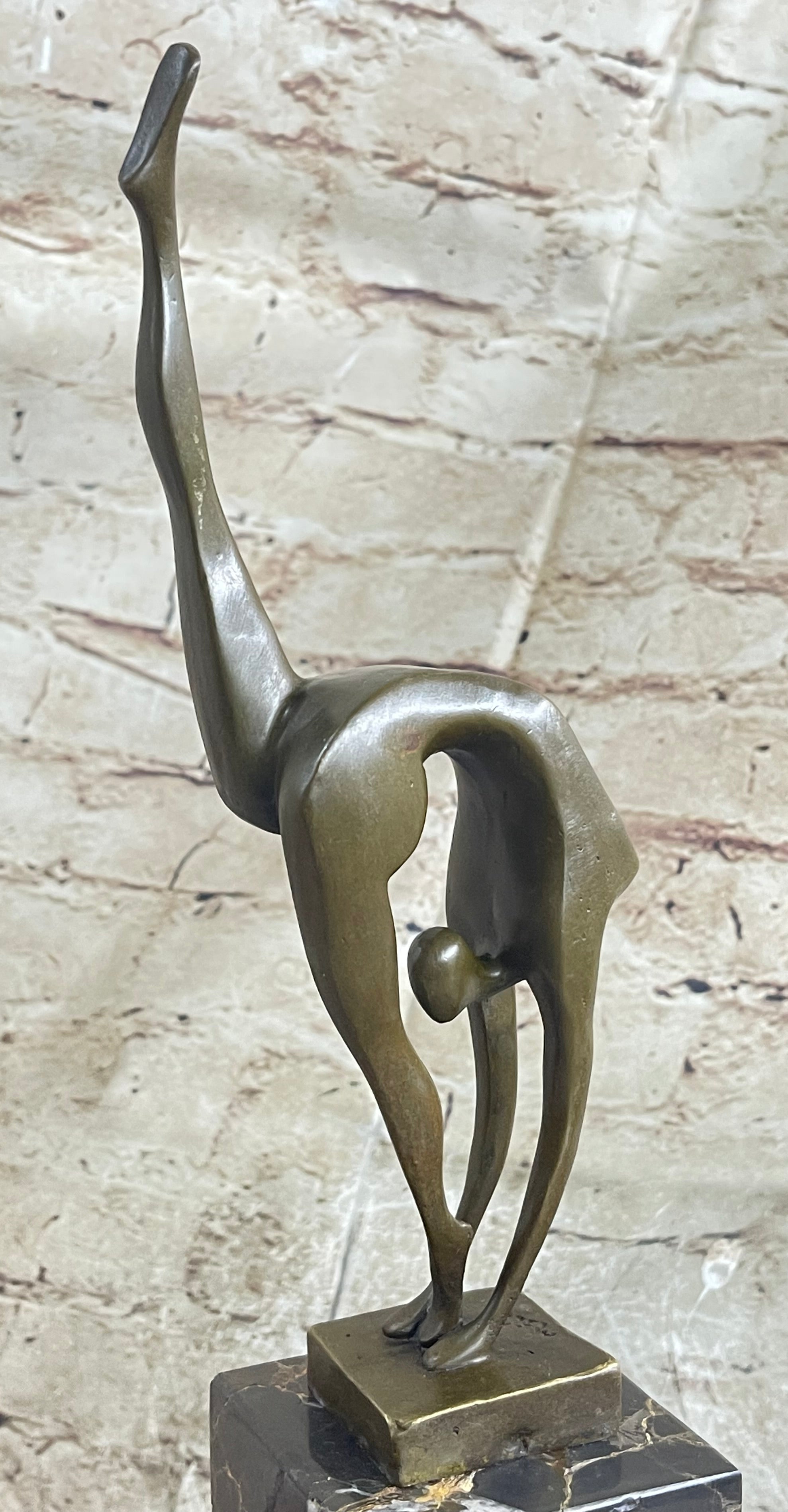 Abstract Modern Art Abstract Brown Patina Ballerina Figurine Bronze Sculpture NR