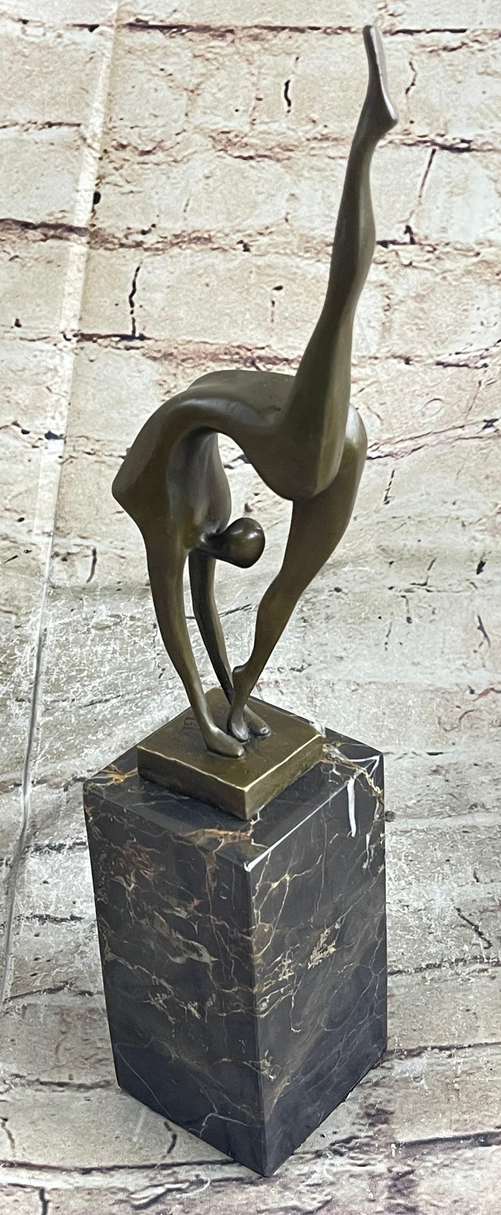 Abstract Modern Art Abstract Brown Patina Ballerina Figurine Bronze Sculpture NR