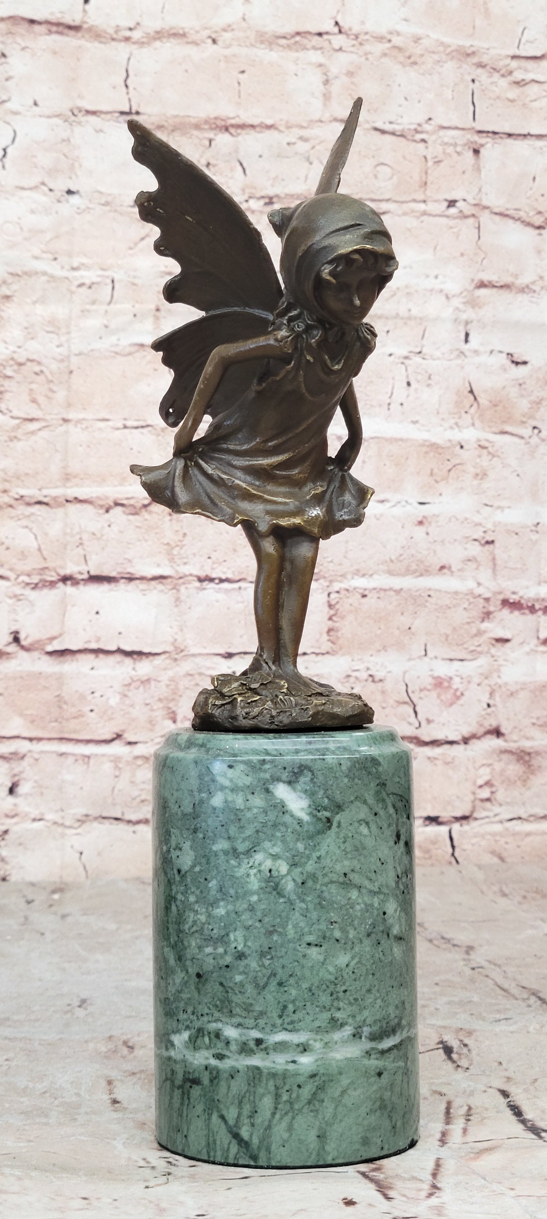 Butterfly Angel Little Girl Vintage Bronze Signed Original Miguel Lopez Sculpture