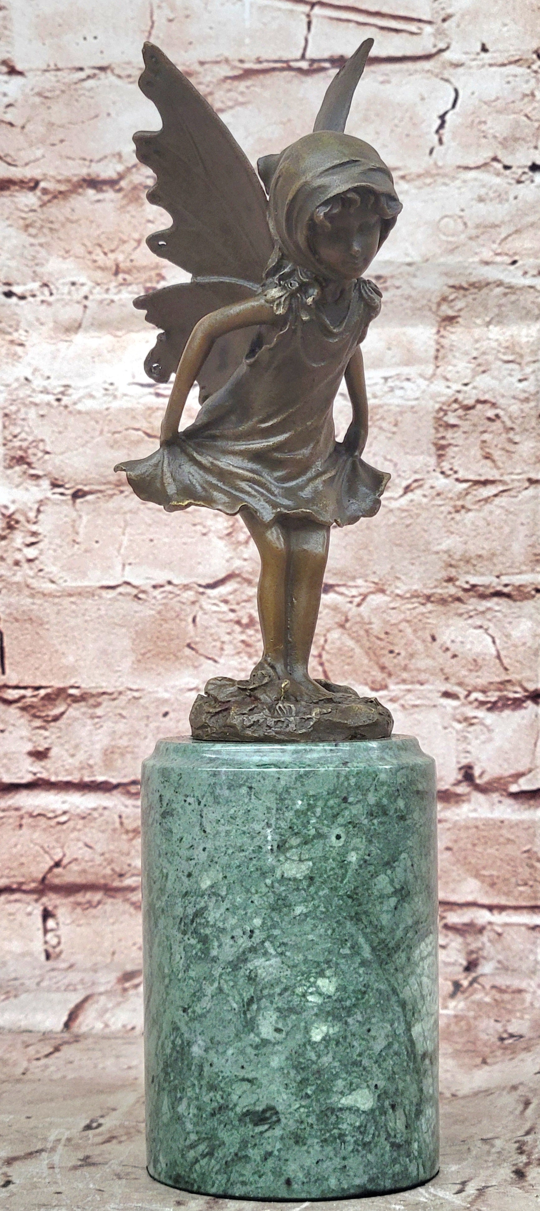 Butterfly Angel Little Girl Vintage Bronze Signed Original Miguel Lopez Sculpture