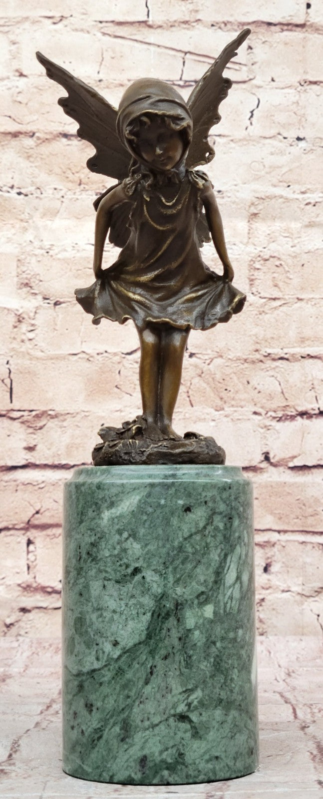 Butterfly Angel Little Girl Vintage Bronze Signed Original Miguel Lopez Sculpture