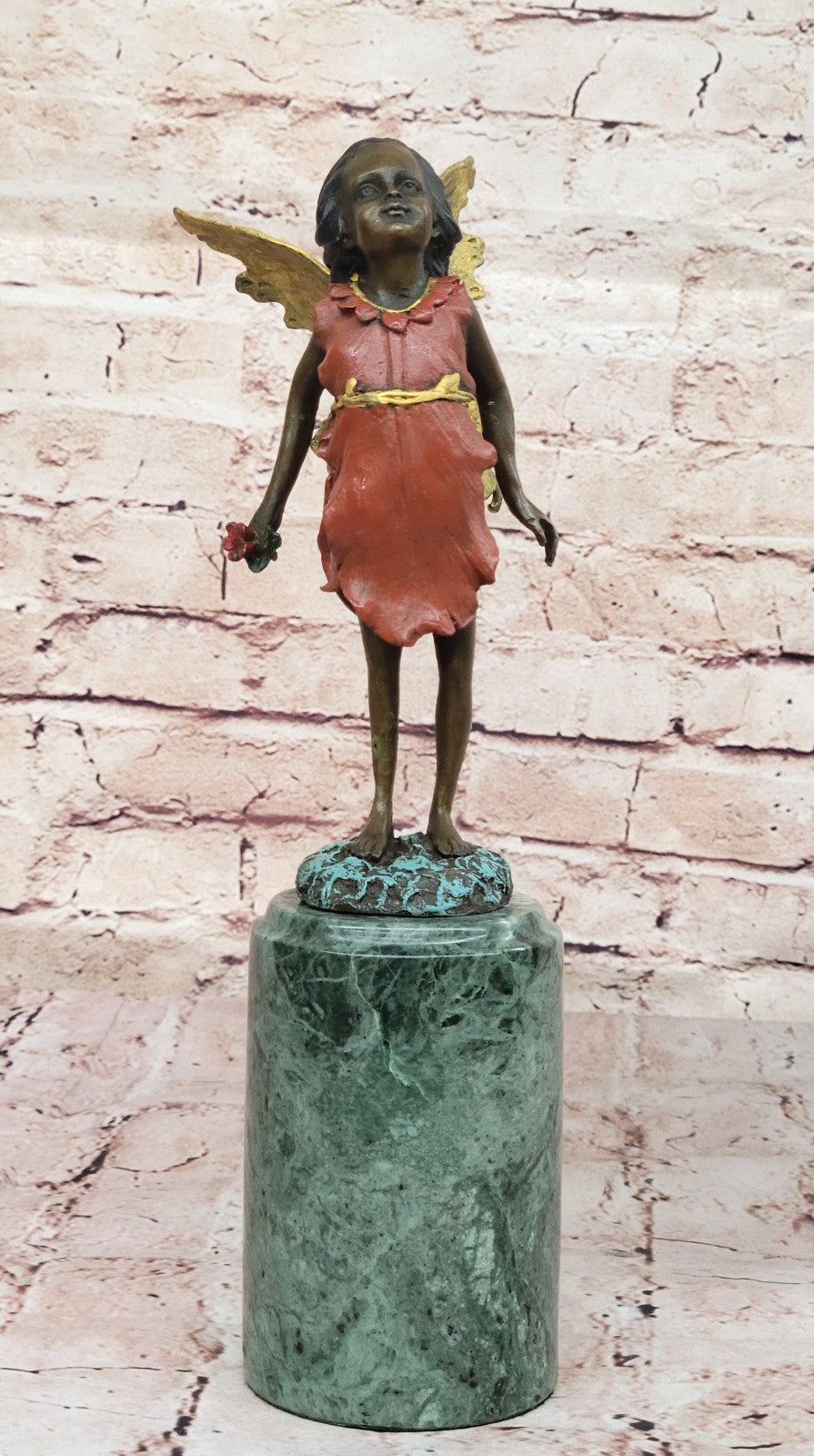 Mythical Statue: Handcrafted Multi-Color Patina Angel Fairy Bronze Sculpture by Milo