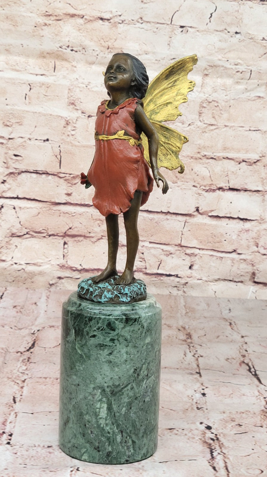 Mythical Statue: Handcrafted Multi-Color Patina Angel Fairy Bronze Sculpture by Milo