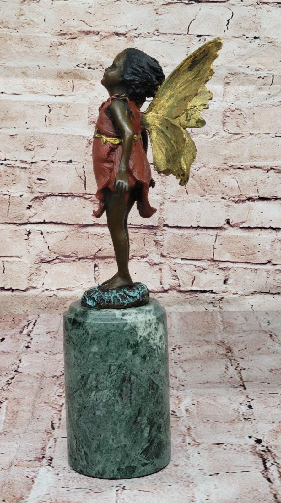 Mythical Statue: Handcrafted Multi-Color Patina Angel Fairy Bronze Sculpture by Milo