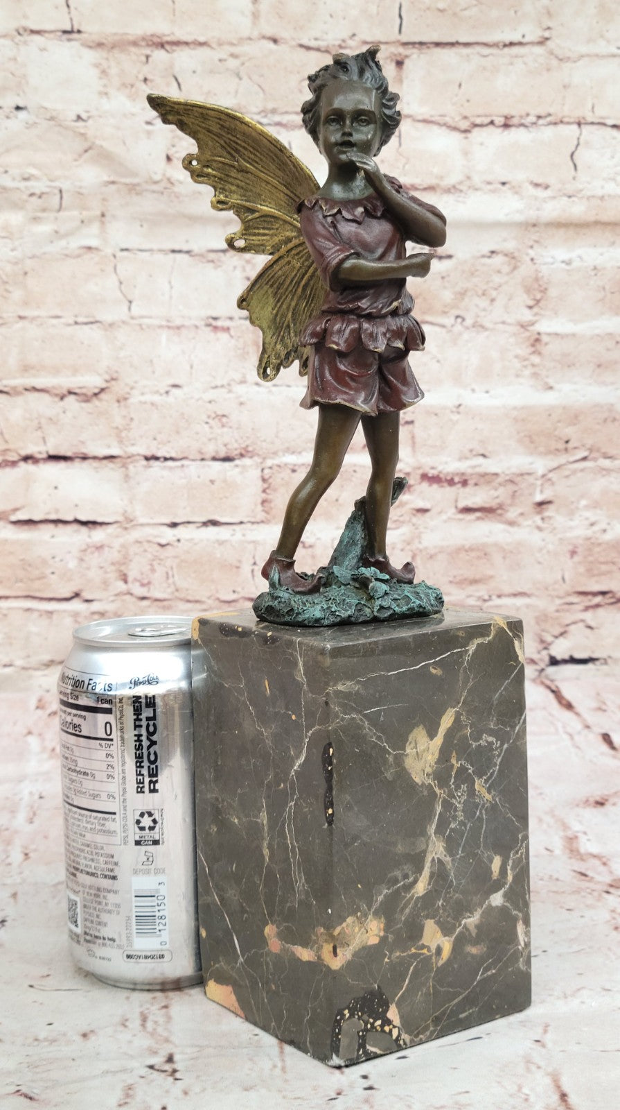 Handcrafted bronze sculpture SALE Book-End Patins Red Fairy Angel Deco Art