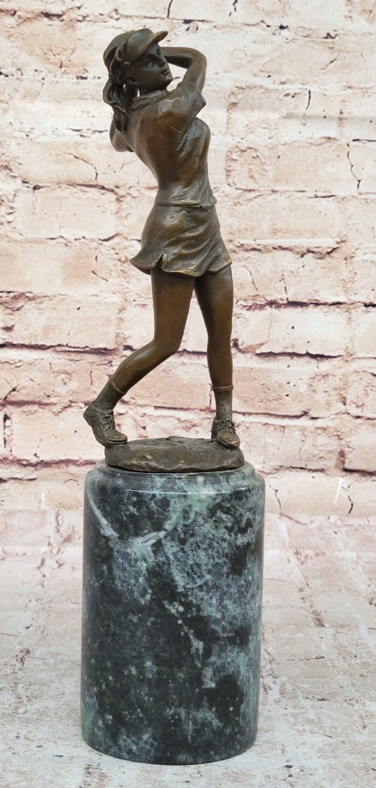 Bronze Phenomenal Sculpture of a Woman in Golf Course Golfer by Milo Figurine