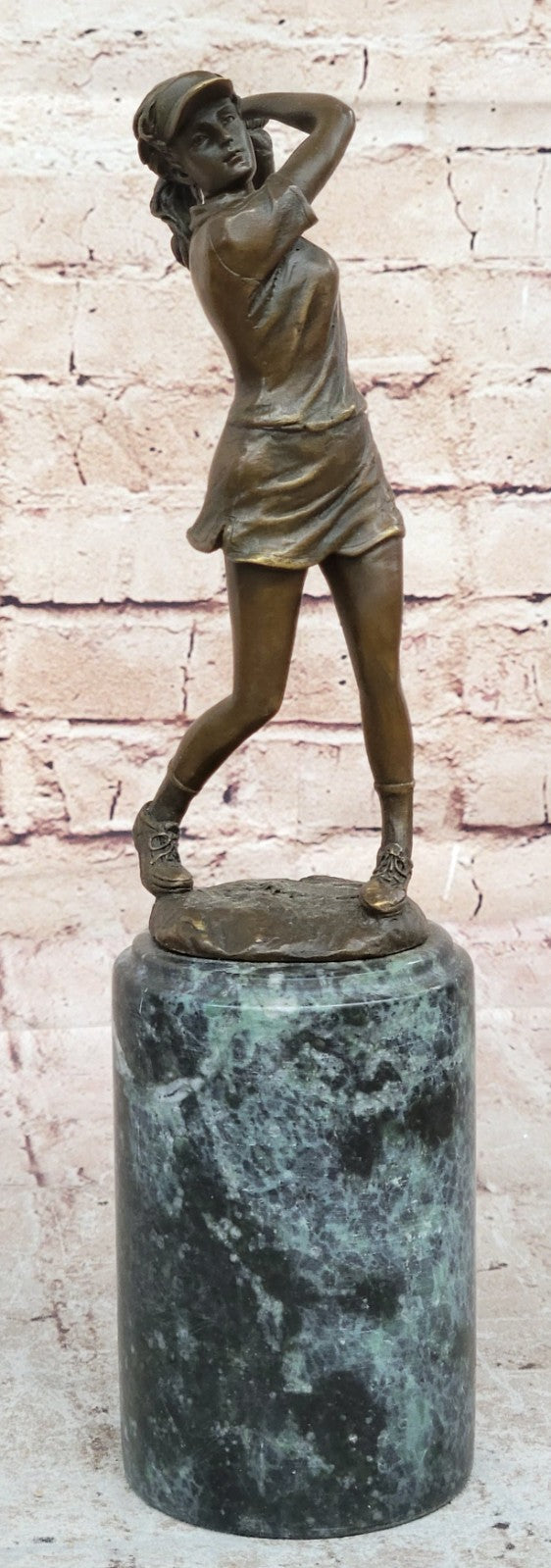 Bronze Phenomenal Sculpture of a Woman in Golf Course Golfer by Milo Figurine