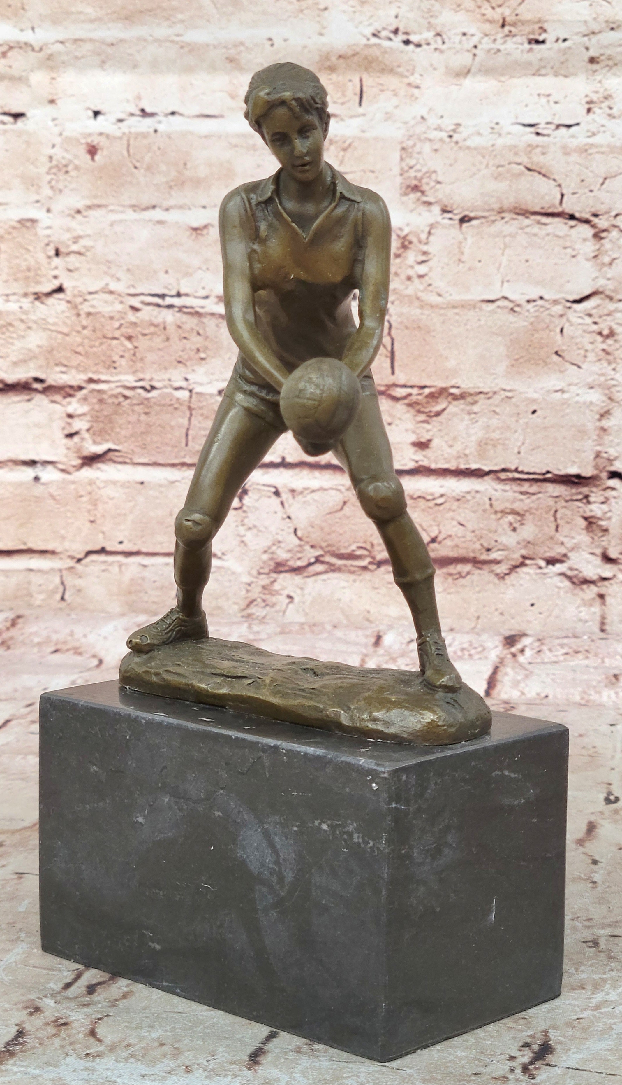Bronze Cup Female Volleyball Player after Milo. bronze and handmade Decorative