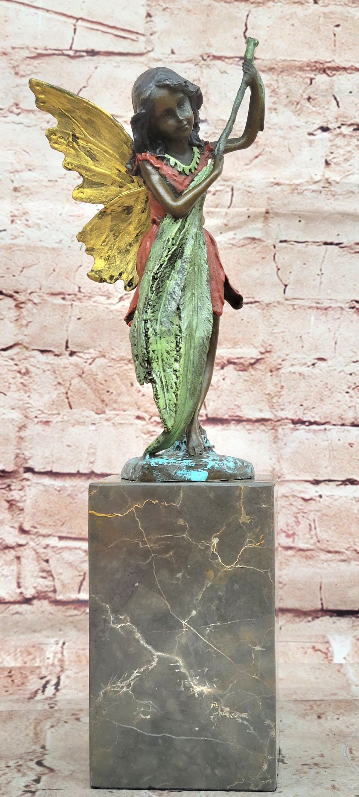 Tall Fairy Angel Multi Color Patina Bronze Sculpture Hot Cast Mythical Figurine