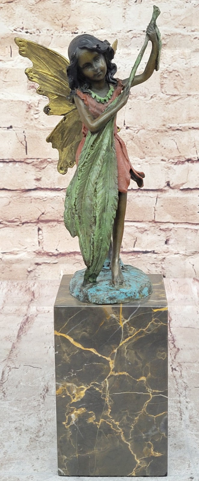 Tall Fairy Angel Multi Color Patina Bronze Sculpture Hot Cast Mythical Figurine