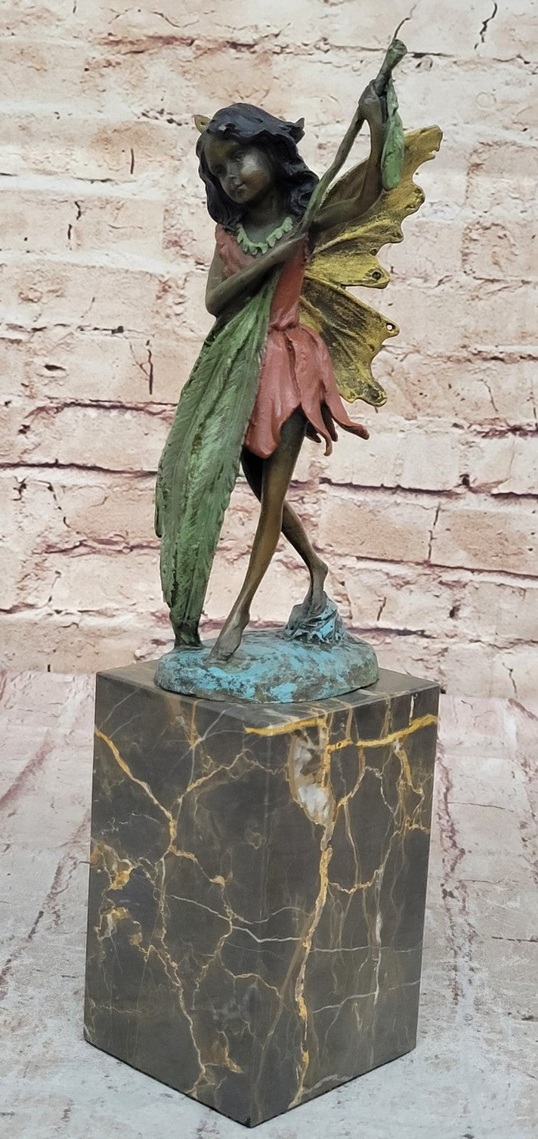 Tall Fairy Angel Multi Color Patina Bronze Sculpture Hot Cast Mythical Figurine