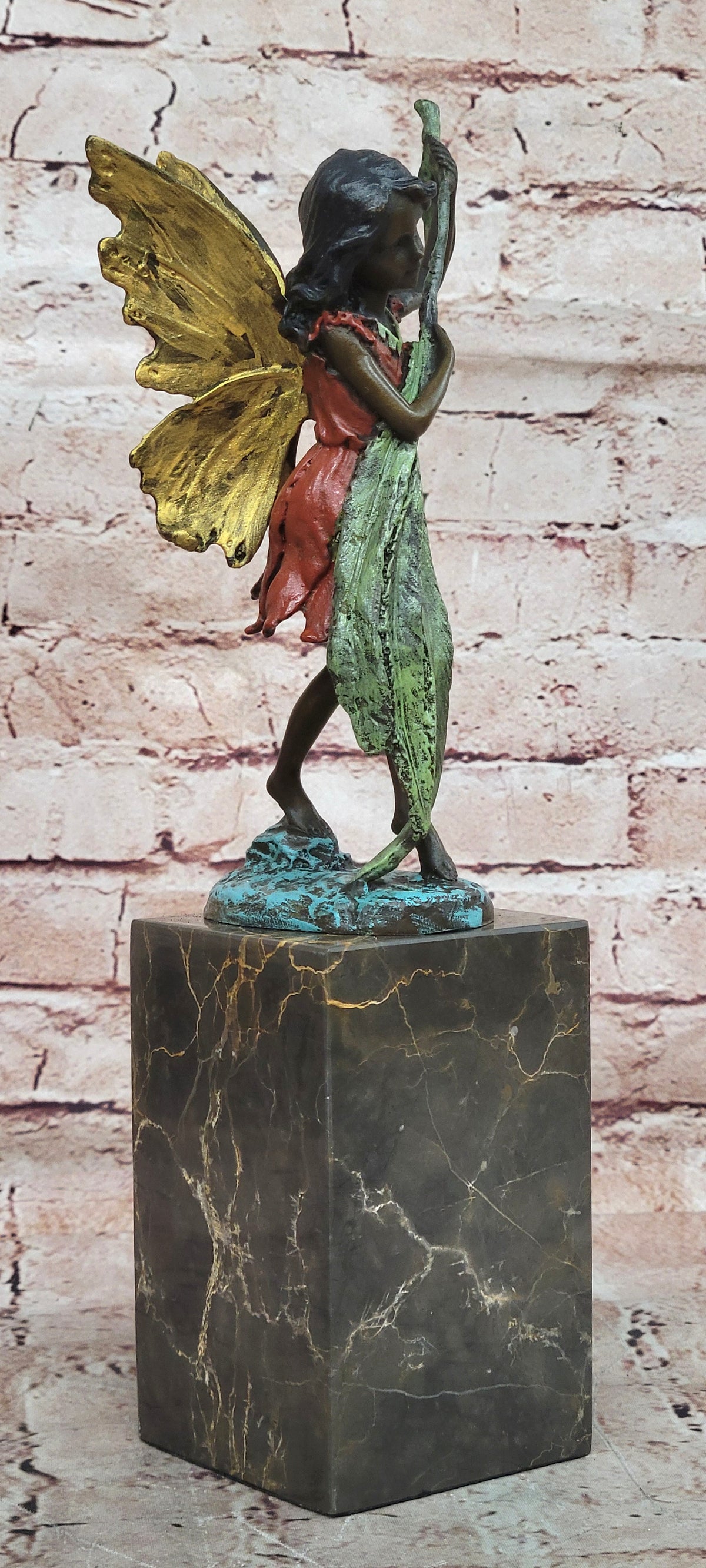 Tall Fairy Angel Multi Color Patina Bronze Sculpture Hot Cast Mythical Figurine