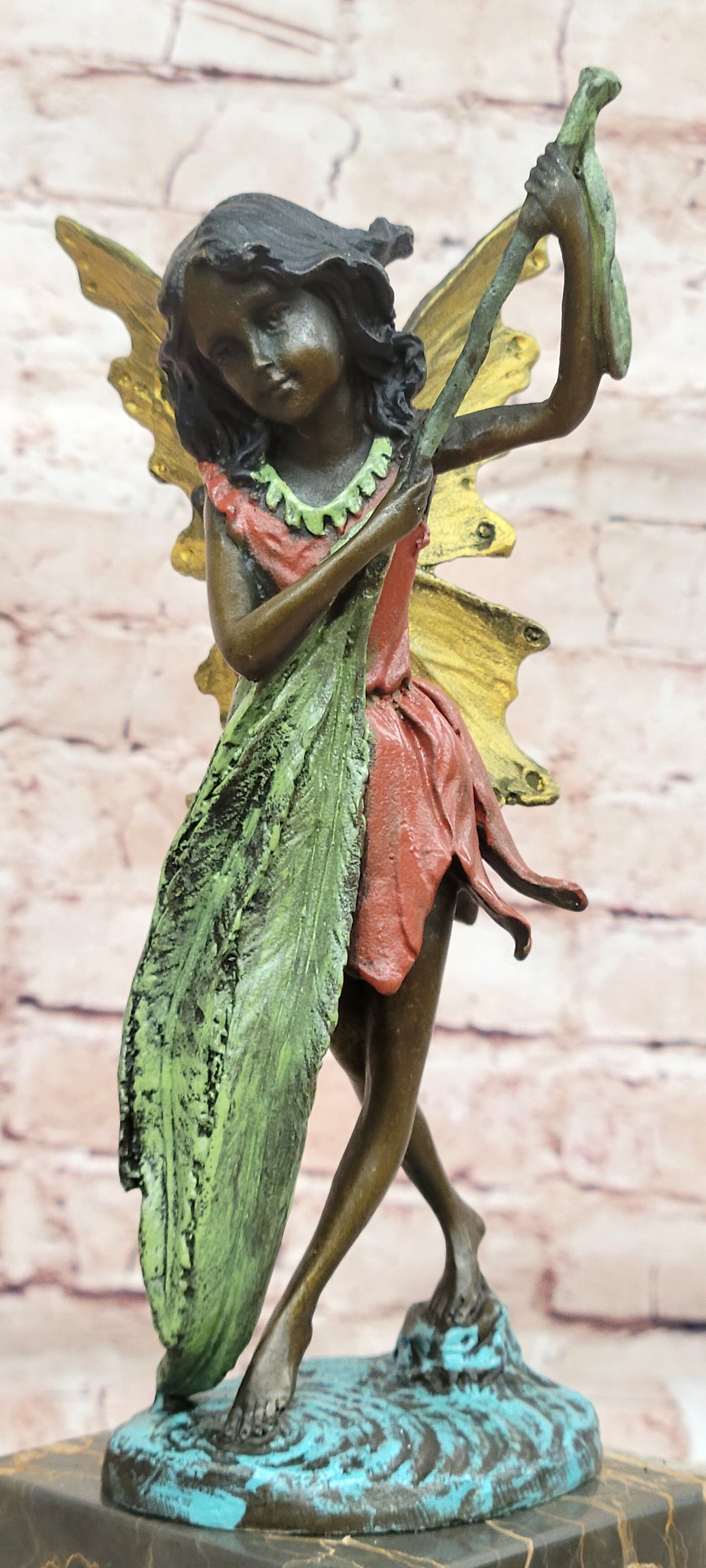 Tall Fairy Angel Multi Color Patina Bronze Sculpture Hot Cast Mythical Figurine
