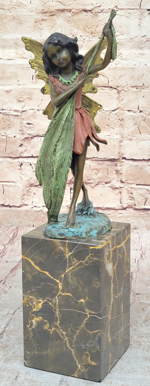 Tall Fairy Angel Multi Color Patina Bronze Sculpture Hot Cast Mythical Figurine