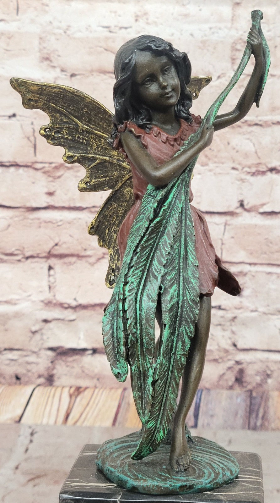 Original Fairy Child Bronze Statue - Mythical Signed Artwork by Miguel Lopez
