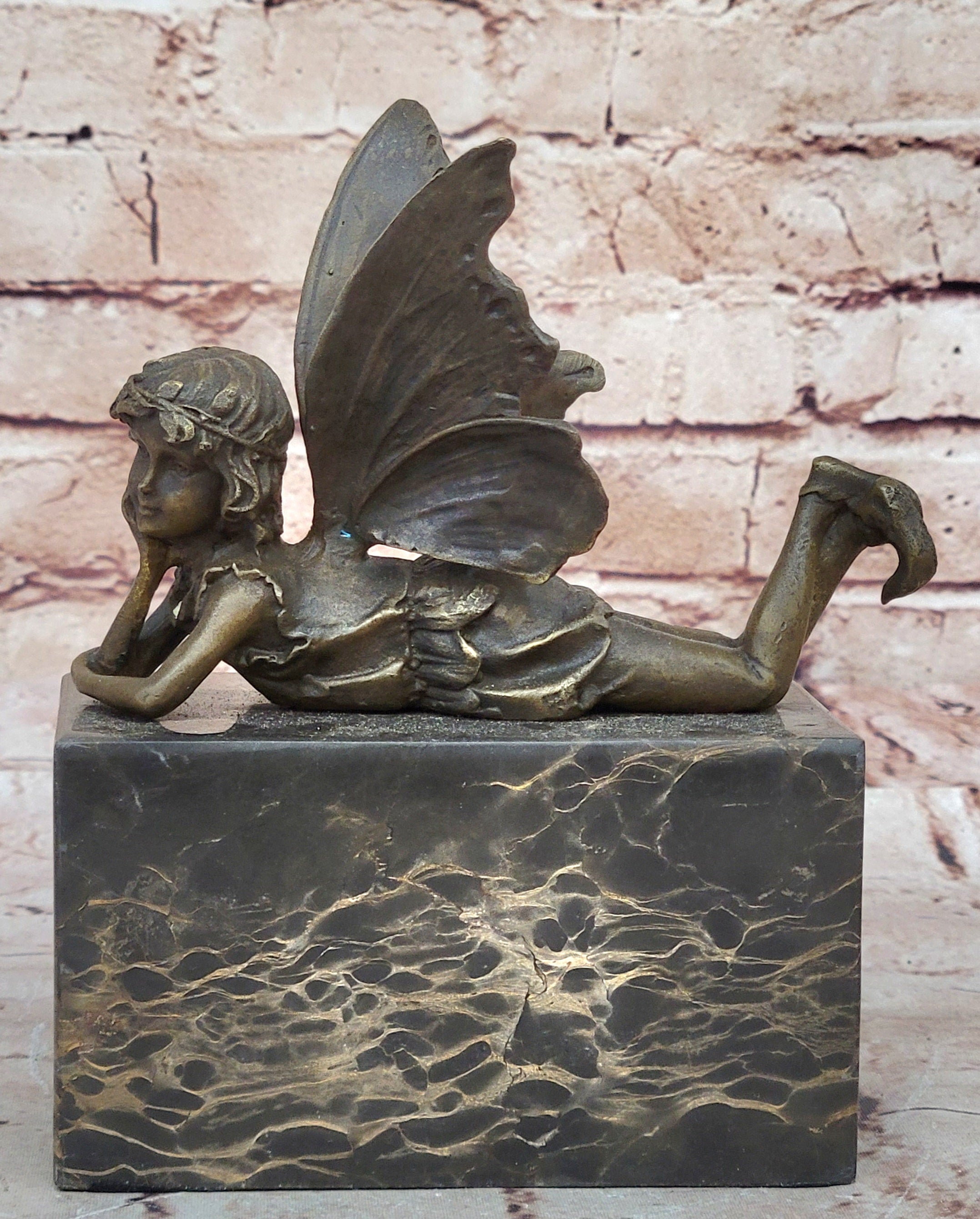 Vintage Bronze Garden Fairy Fantasy Mythical Meta Statue Figure Figurine Sale