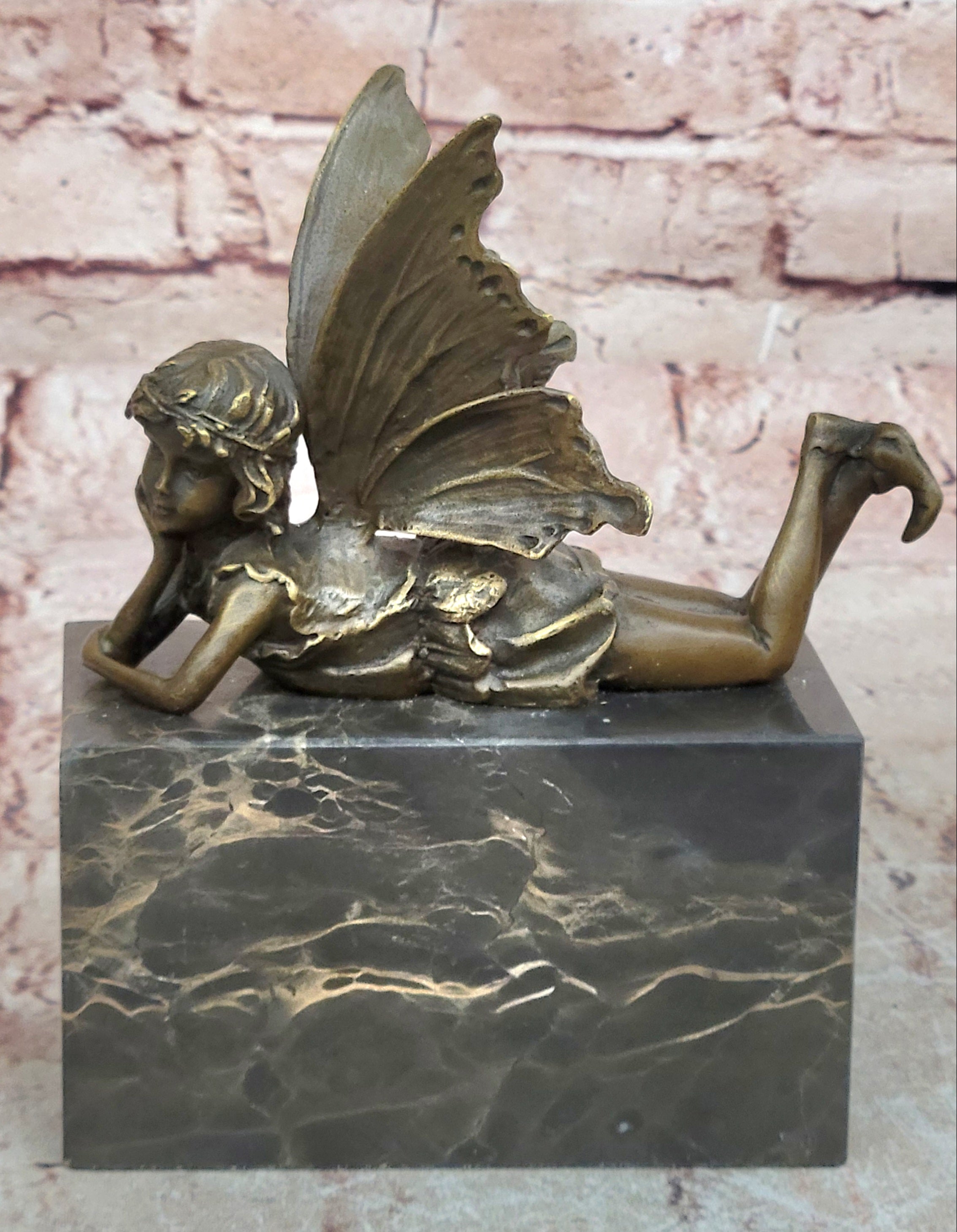 Vintage Bronze Garden Fairy Fantasy Mythical Meta Statue Figure Figurine Sale