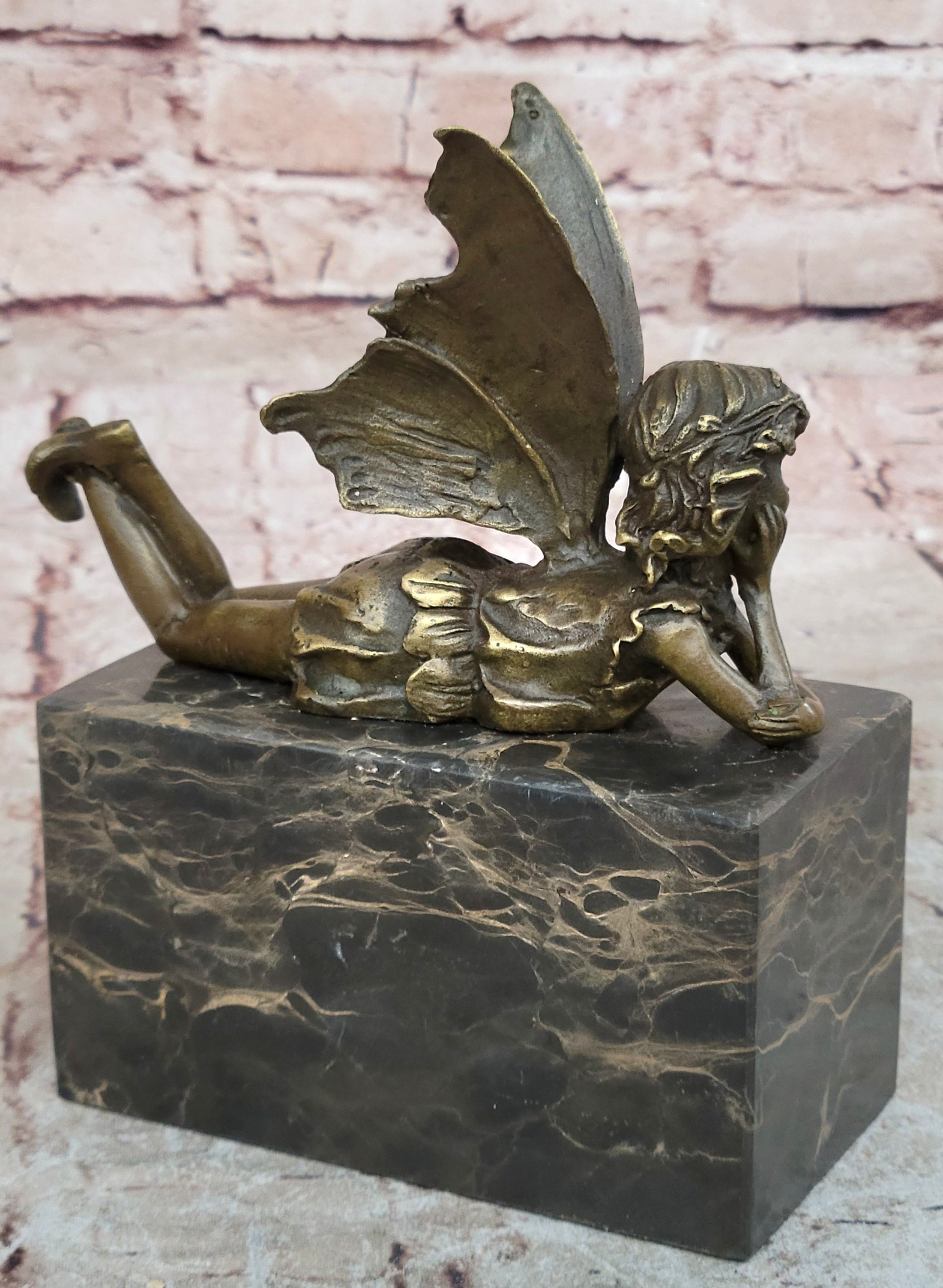 Vintage Bronze Garden Fairy Fantasy Mythical Meta Statue Figure Figurine Sale