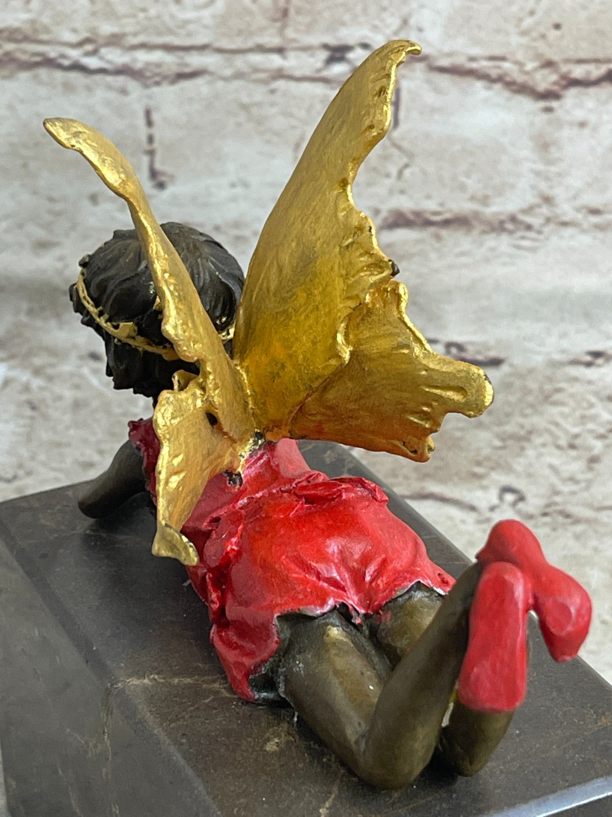 Original Milo Angel Cherub Gild Bronze Statue Art Deco Hot Cast Figurine Figure