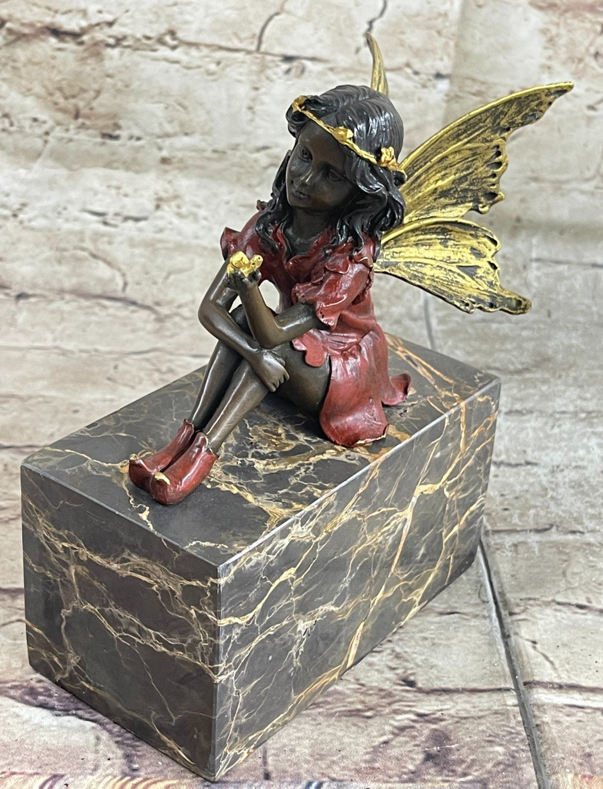 Miguel Lopez Fairy Angel Bronze Sculpture: Handcrafted Multi-Color Mythical Art