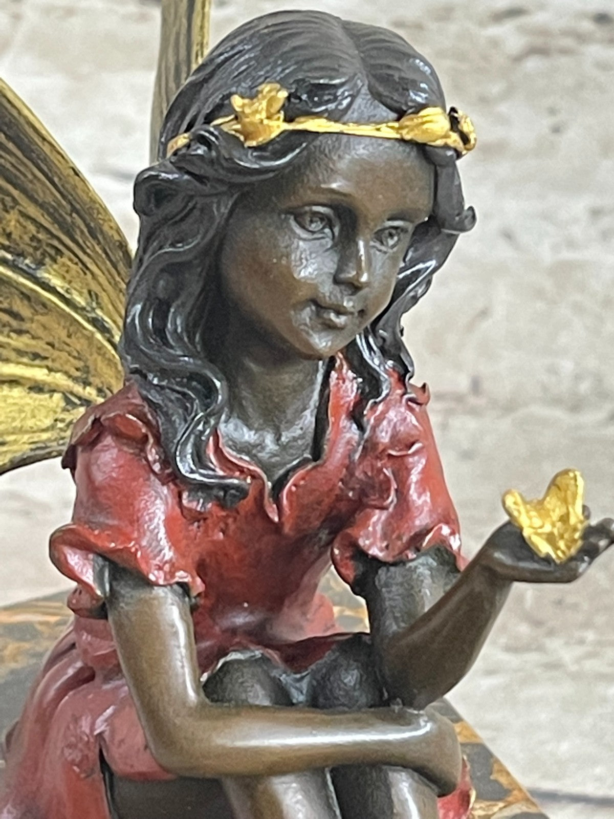 Miguel Lopez Fairy Angel Bronze Sculpture: Handcrafted Multi-Color Mythical Art
