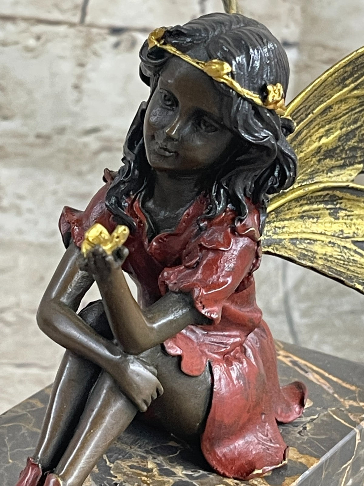 Miguel Lopez Fairy Angel Bronze Sculpture: Handcrafted Multi-Color Mythical Art