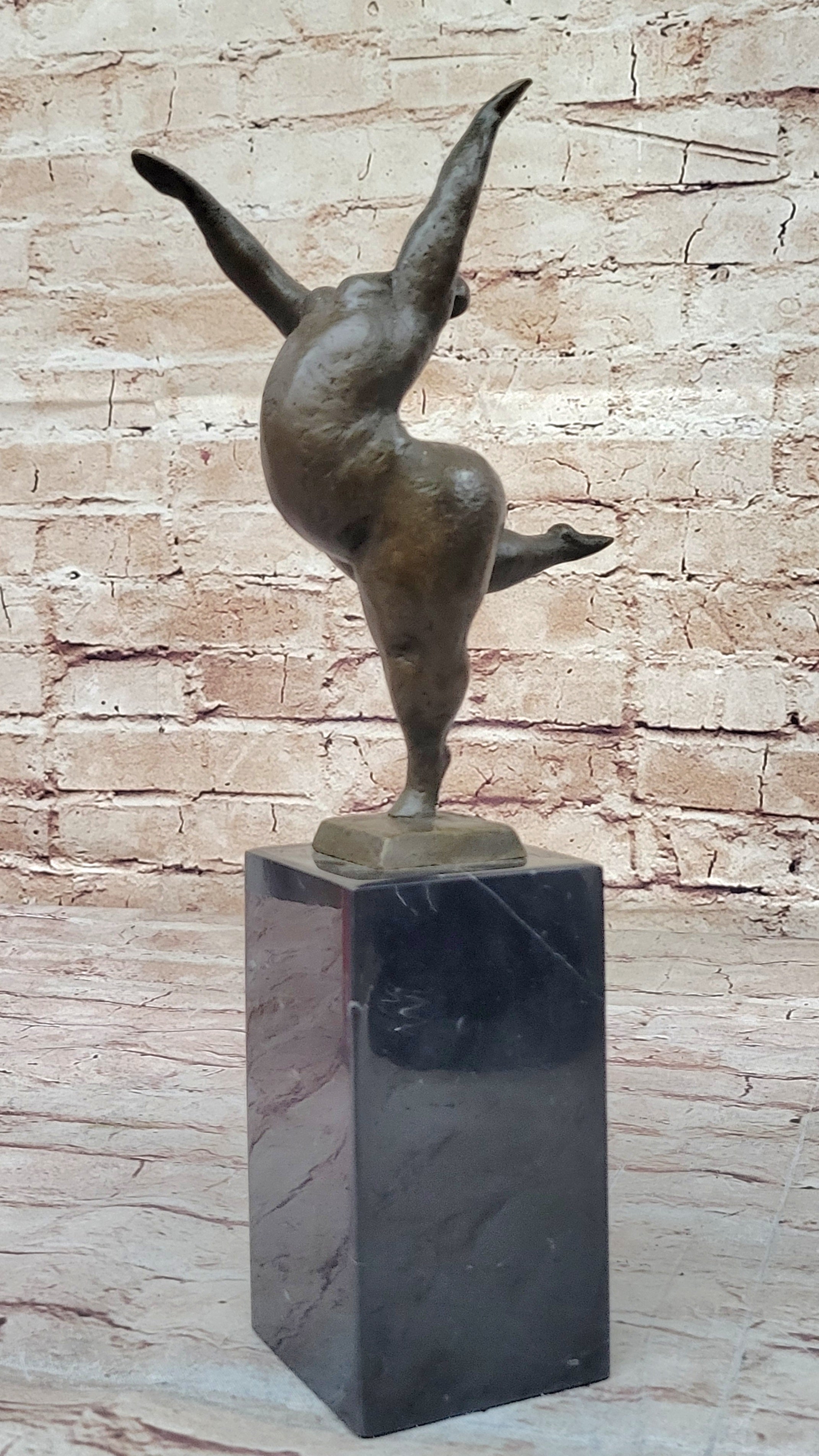 Original Signed Abstract Ballerina Bronze Figurine Art Deco Sculpture Statue LRG