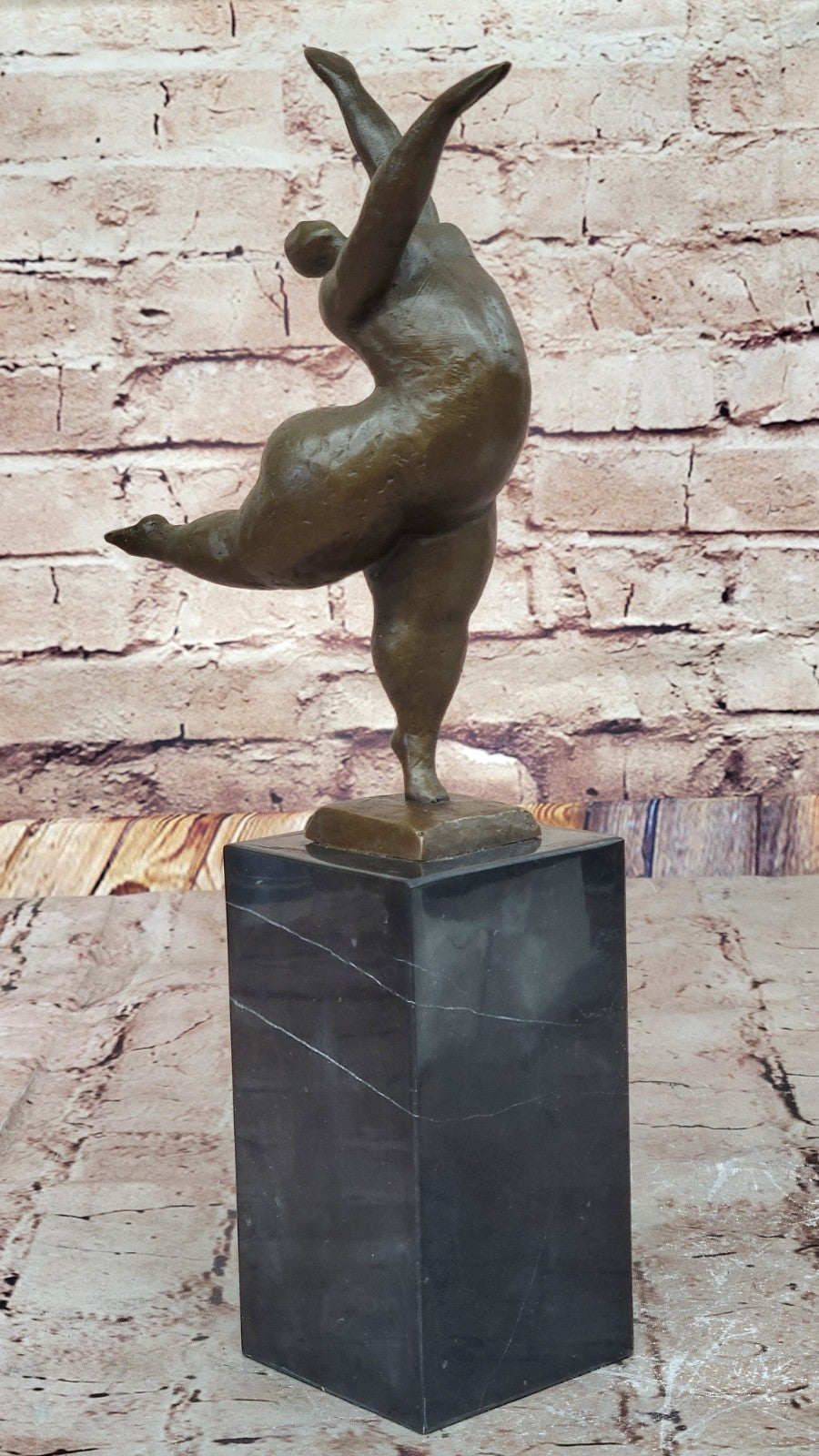 Original Signed Abstract Ballerina Bronze Figurine Art Deco Sculpture Statue LRG