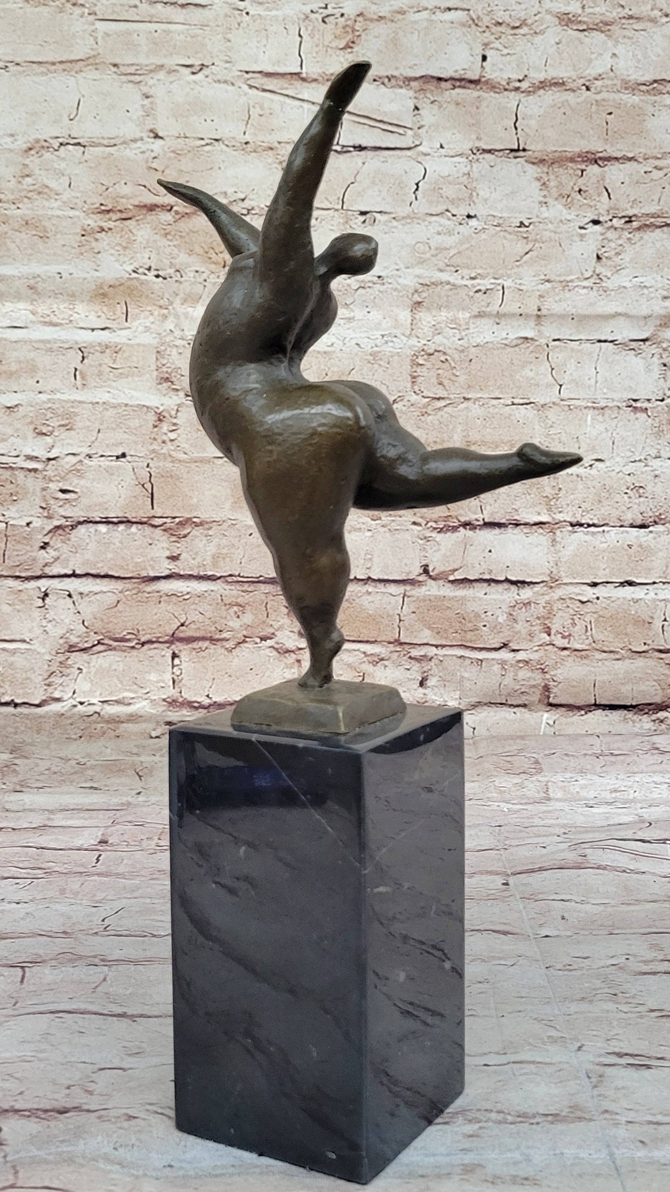 Original Signed Abstract Ballerina Bronze Figurine Art Deco Sculpture Statue LRG
