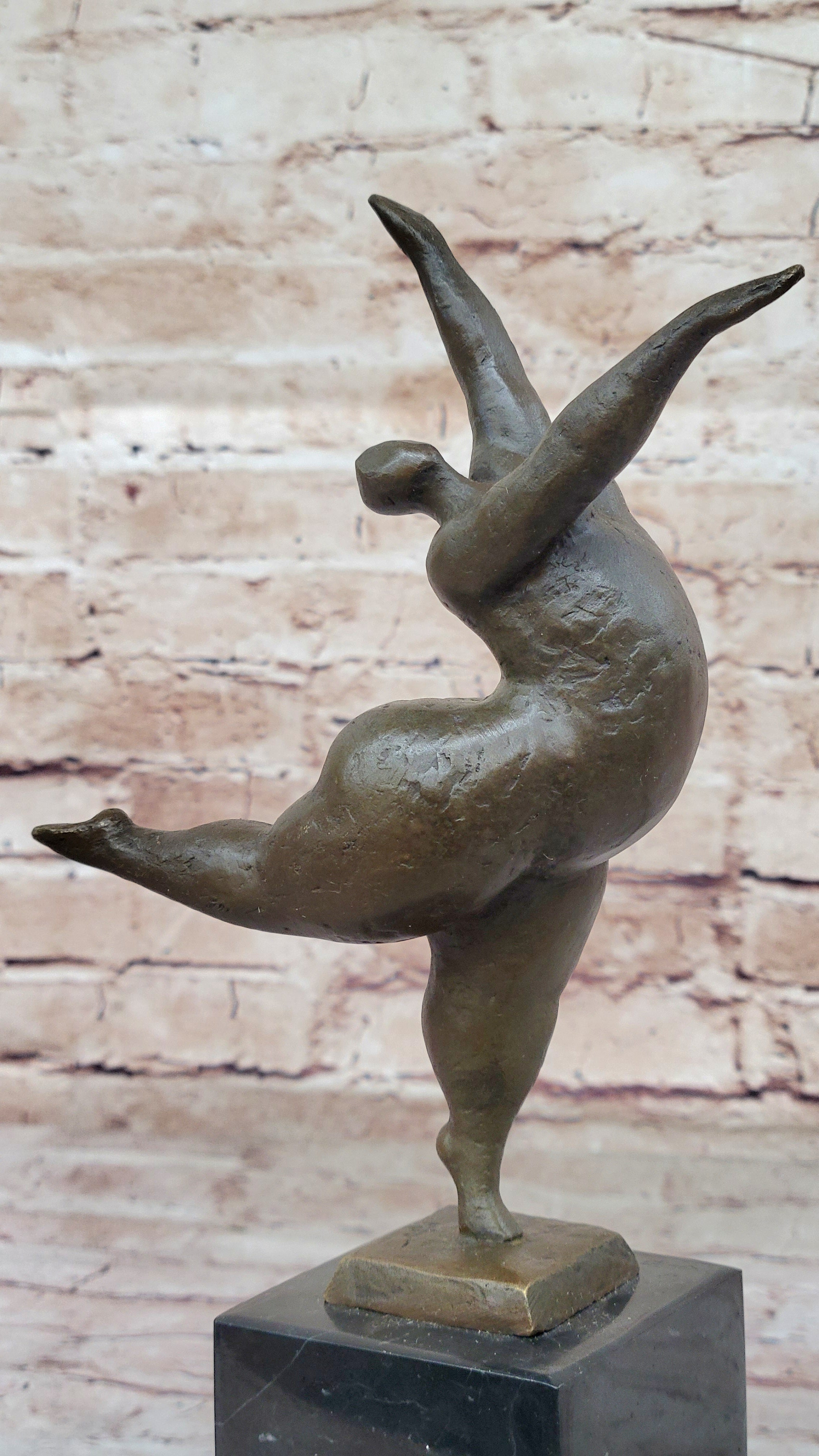 Original Signed Abstract Ballerina Bronze Figurine Art Deco Sculpture Statue LRG