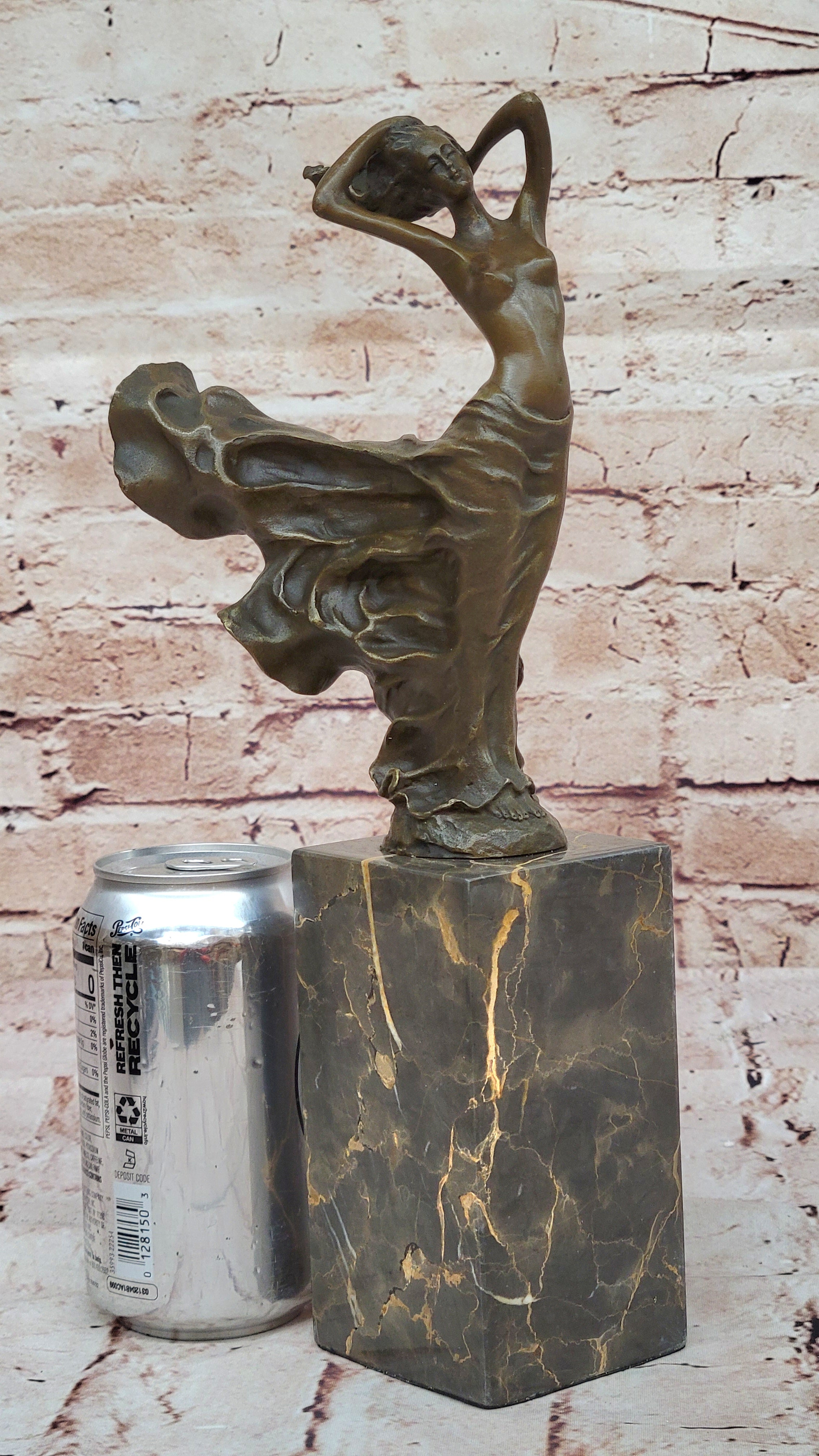 J.Erte Nude Bronze Statue: Hand Made Female Figurine for Home Office Decoration