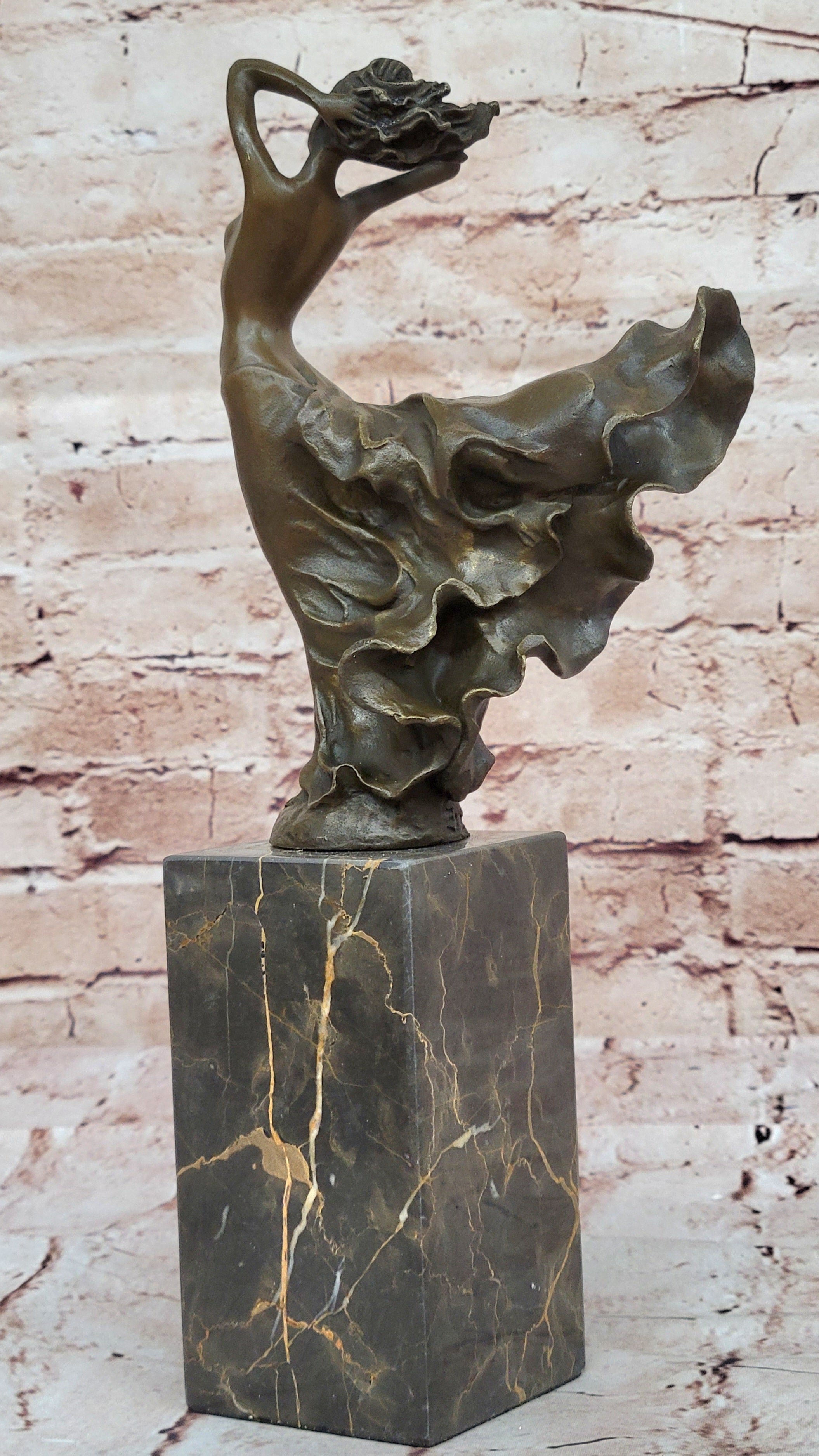 J.Erte Nude Bronze Statue: Hand Made Female Figurine for Home Office Decoration