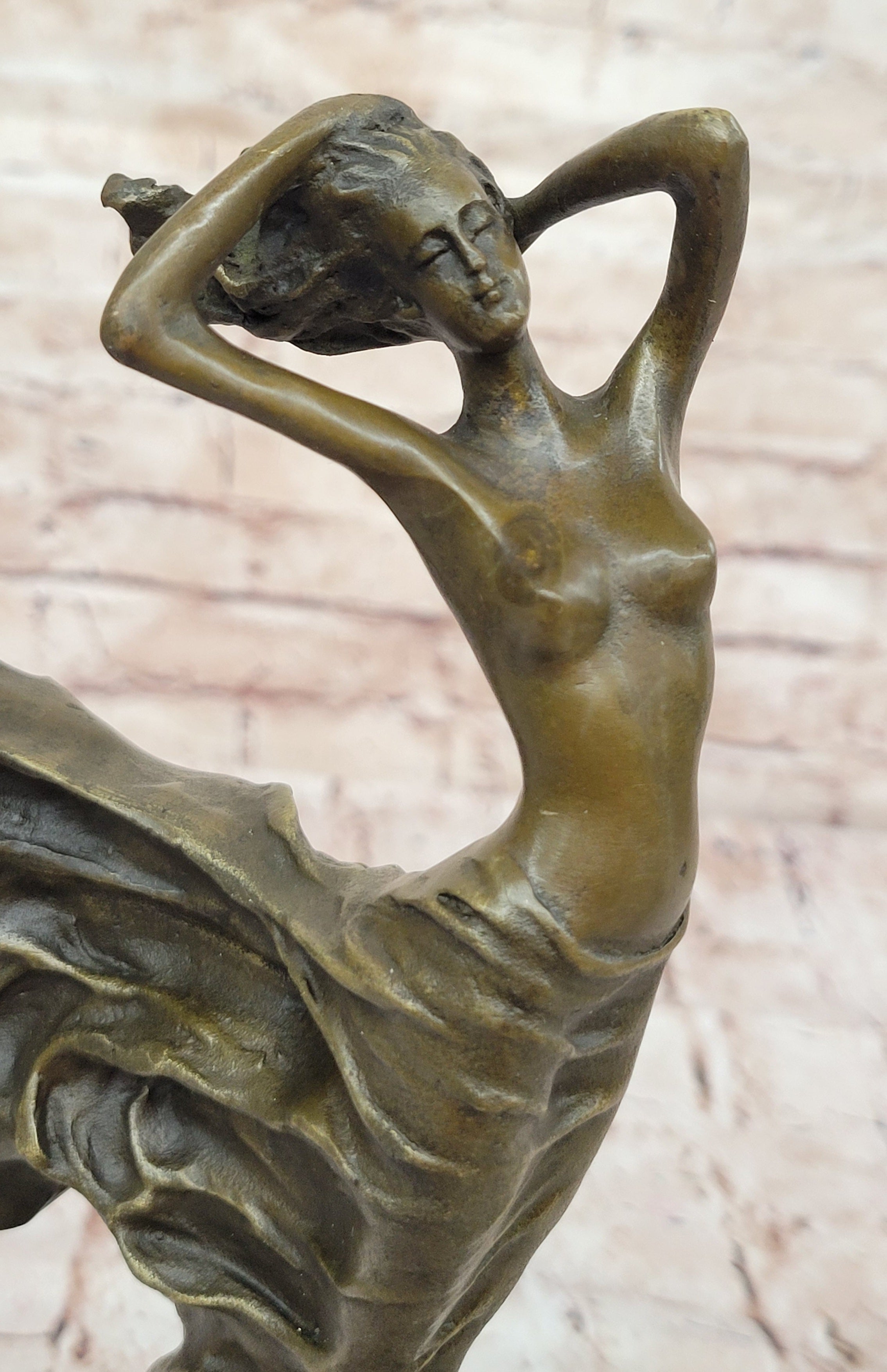 J.Erte Nude Bronze Statue: Hand Made Female Figurine for Home Office Decoration