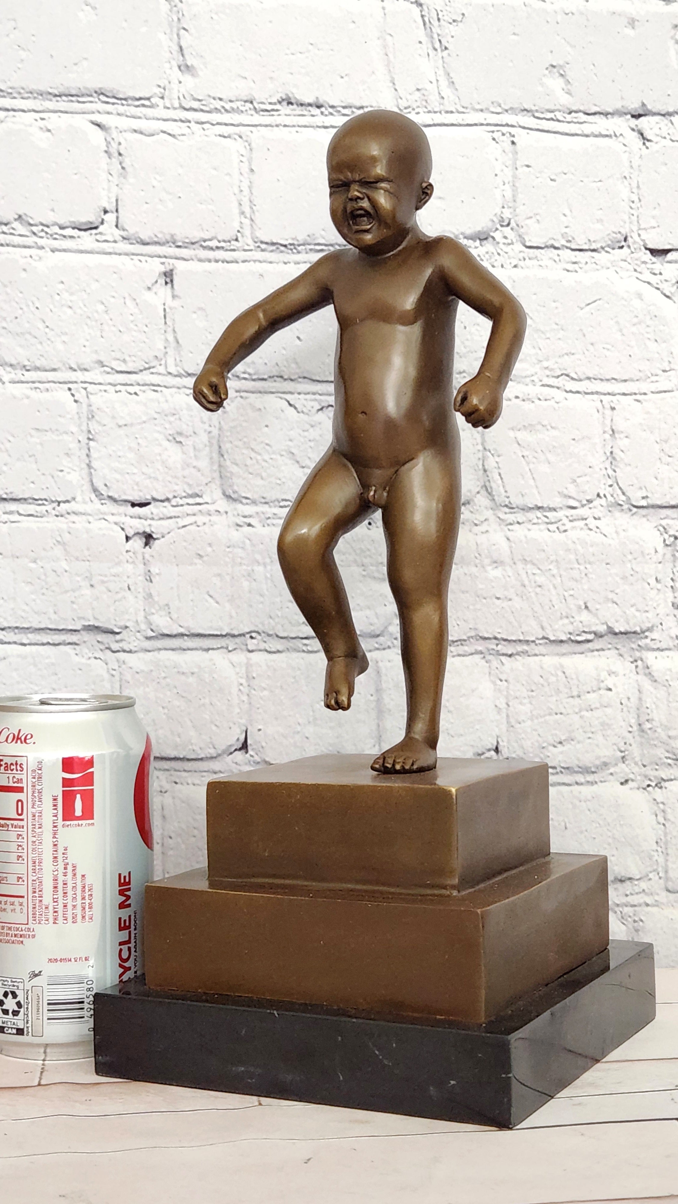 Hot Cast Baby Crying by Miguel Lopez Known As Milo Bronze sculpture Statue