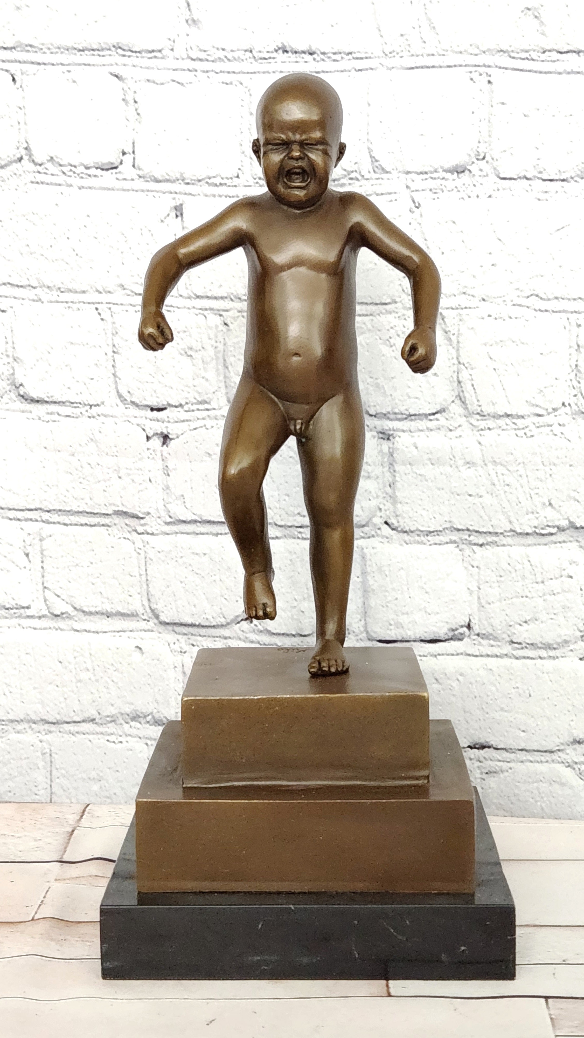 Hot Cast Baby Crying by Miguel Lopez Known As Milo Bronze sculpture Statue