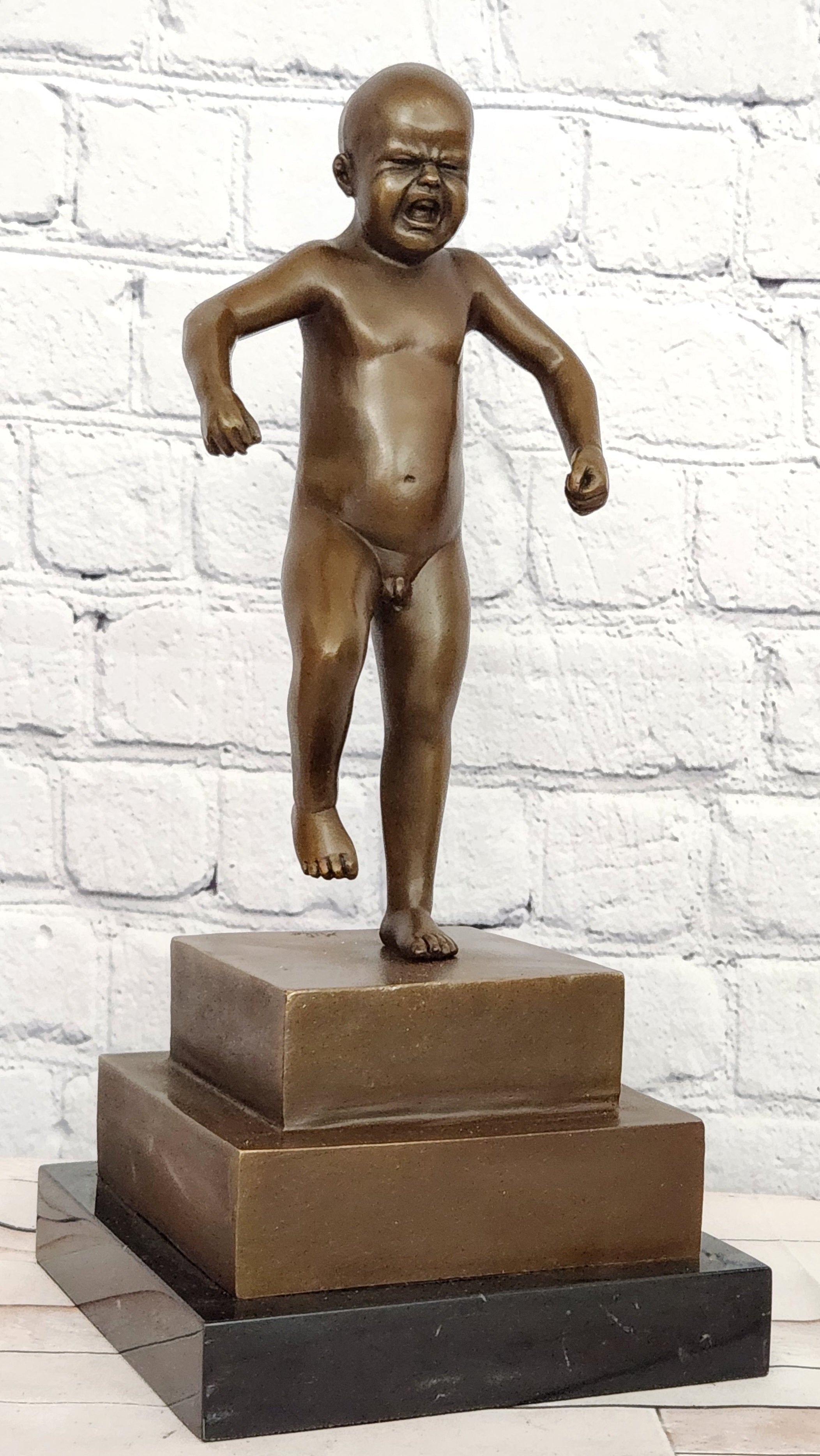 Hot Cast Baby Crying by Miguel Lopez Known As Milo Bronze sculpture Statue