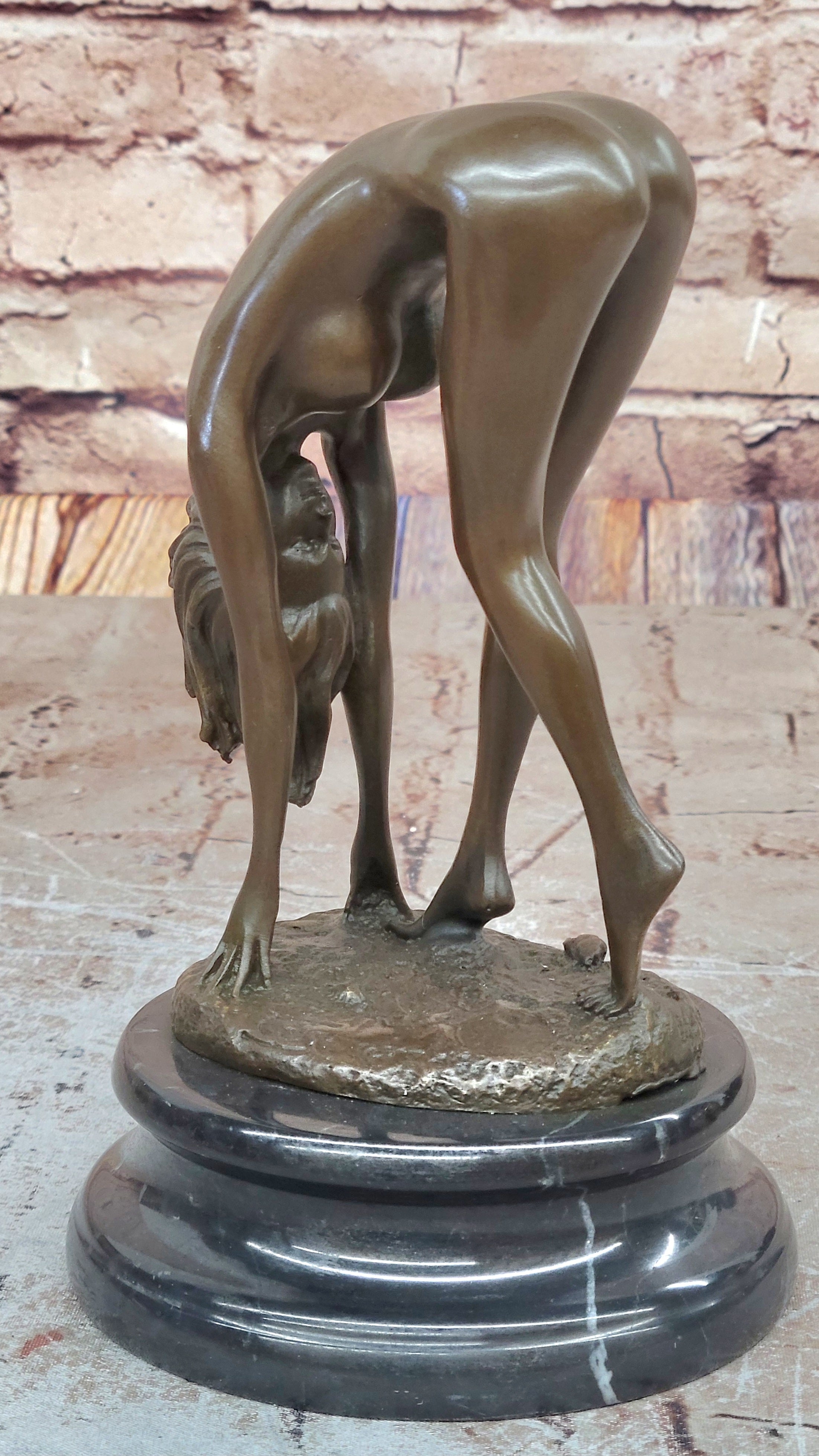 Bronze Sculpture Signed Original Hot Cast Nude Girl By Cesaro Statue Figurine