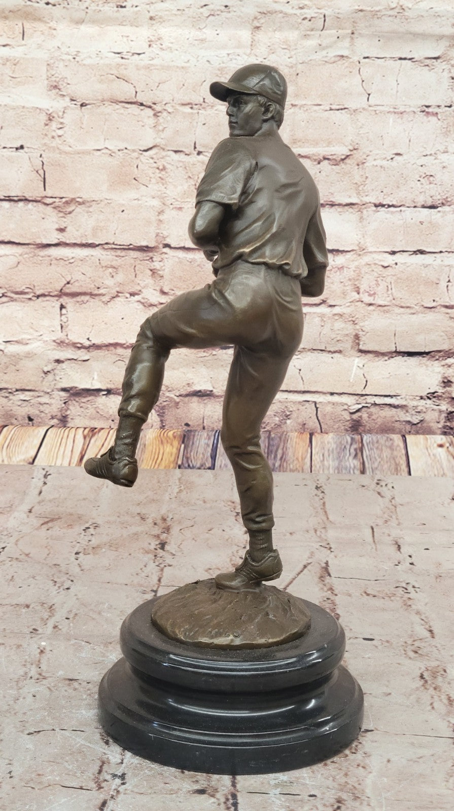 Baseball Lover Pitcher Major League Trophy Bronze Sculpture Statue Figurine