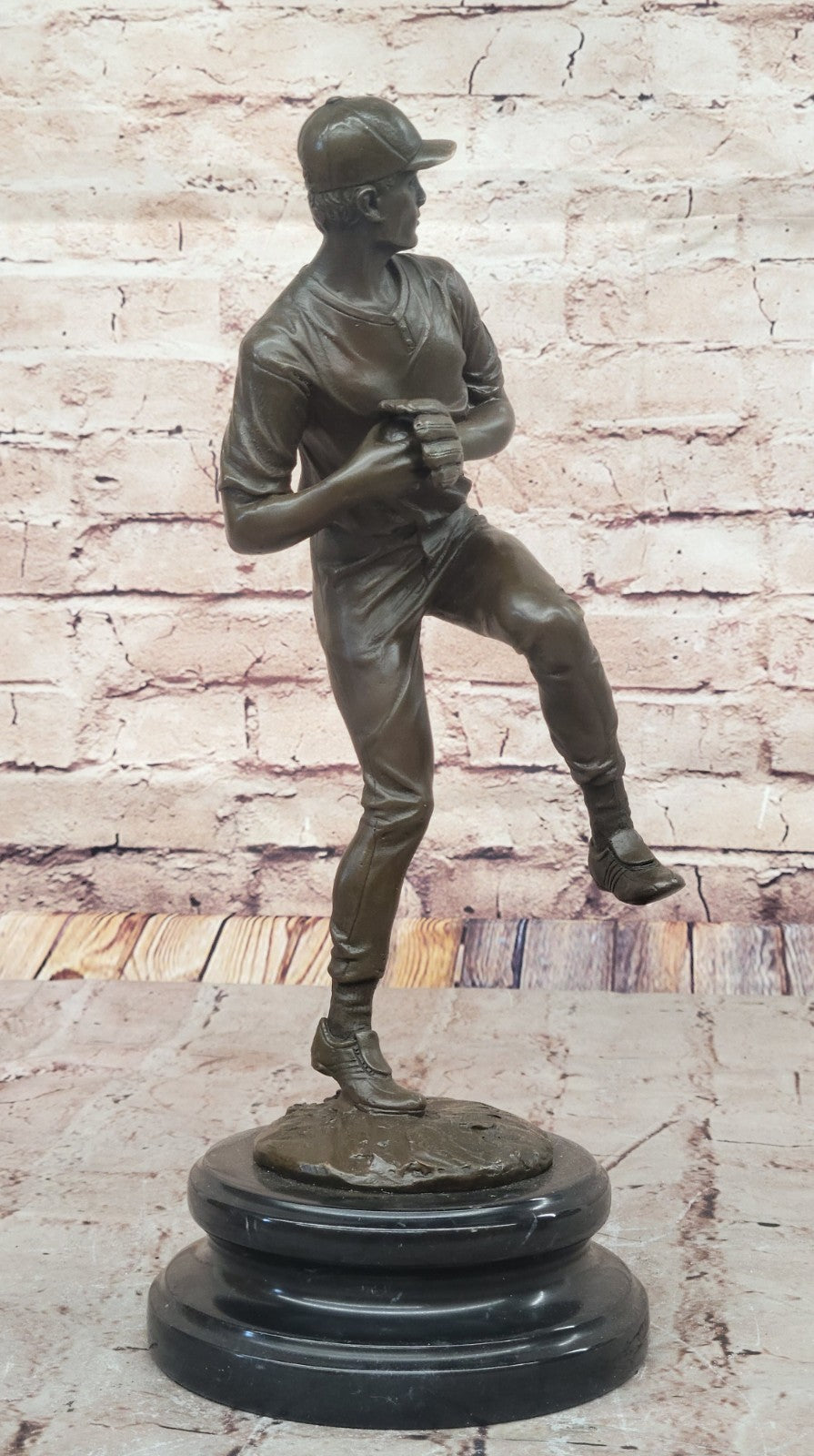 Baseball Lover Pitcher Major League Trophy Bronze Sculpture Statue Figurine