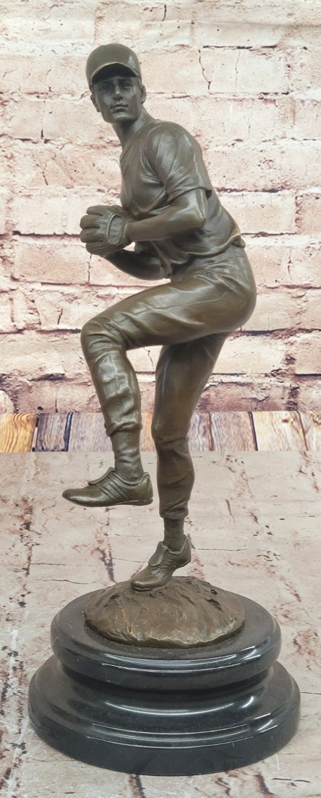 Baseball Lover Pitcher Major League Trophy Bronze Sculpture Statue Figurine