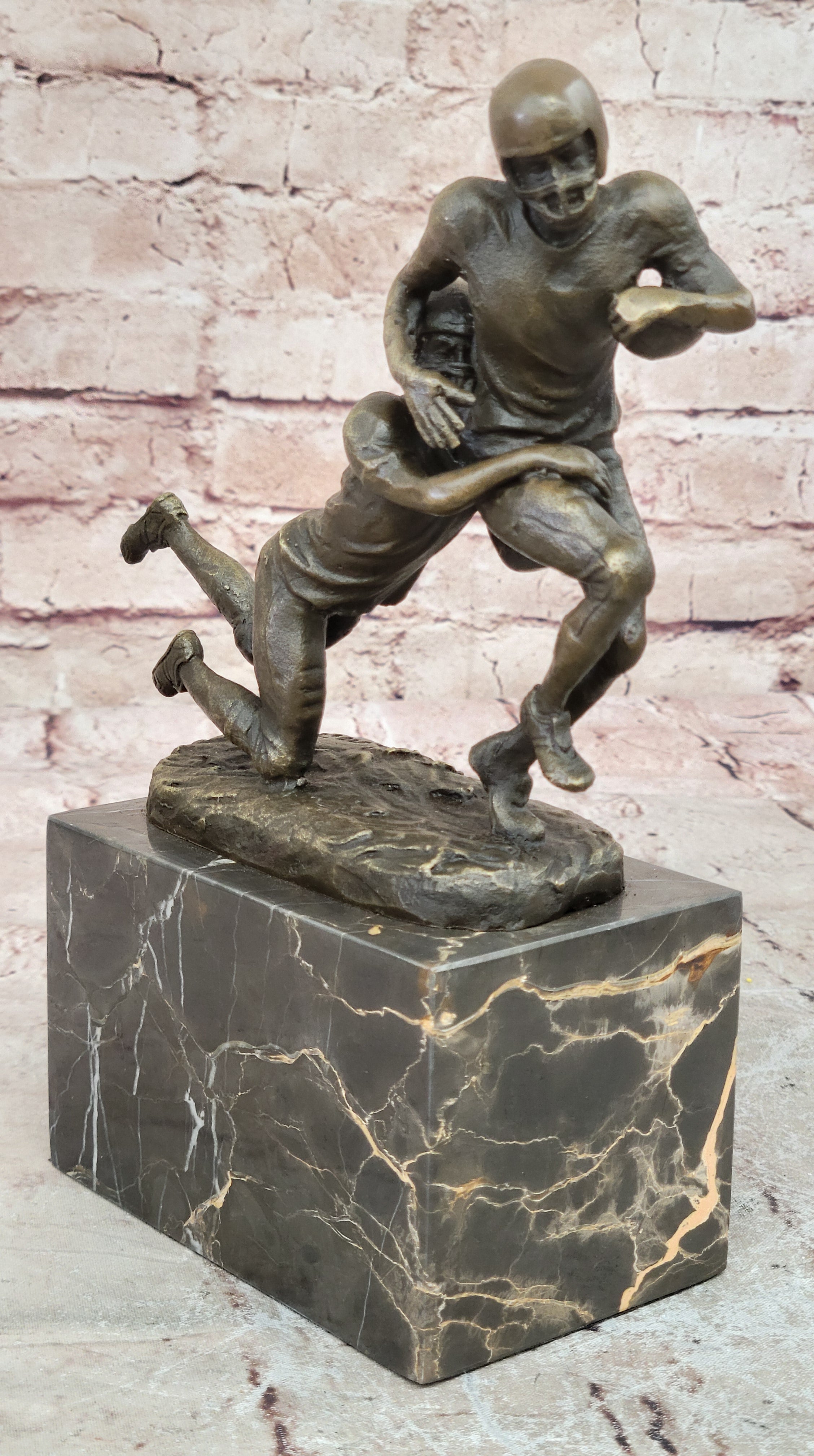 Football Player 9" Tall Beautiful Bronze Statue / Sculpture Brand New Figurine