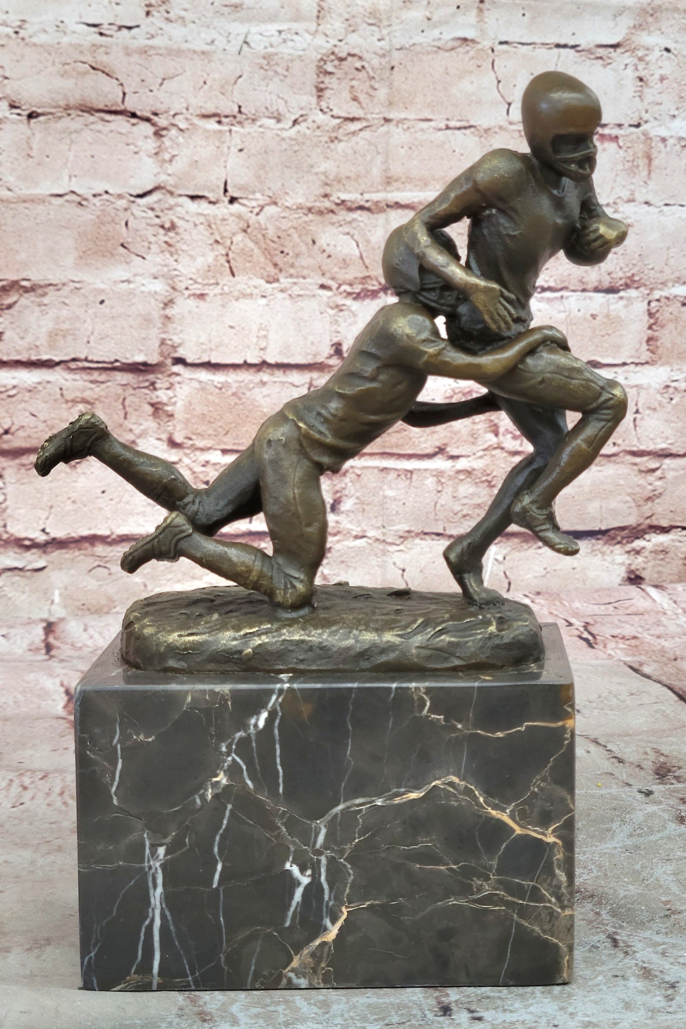 Football Player 9" Tall Beautiful Bronze Statue / Sculpture Brand New Figurine