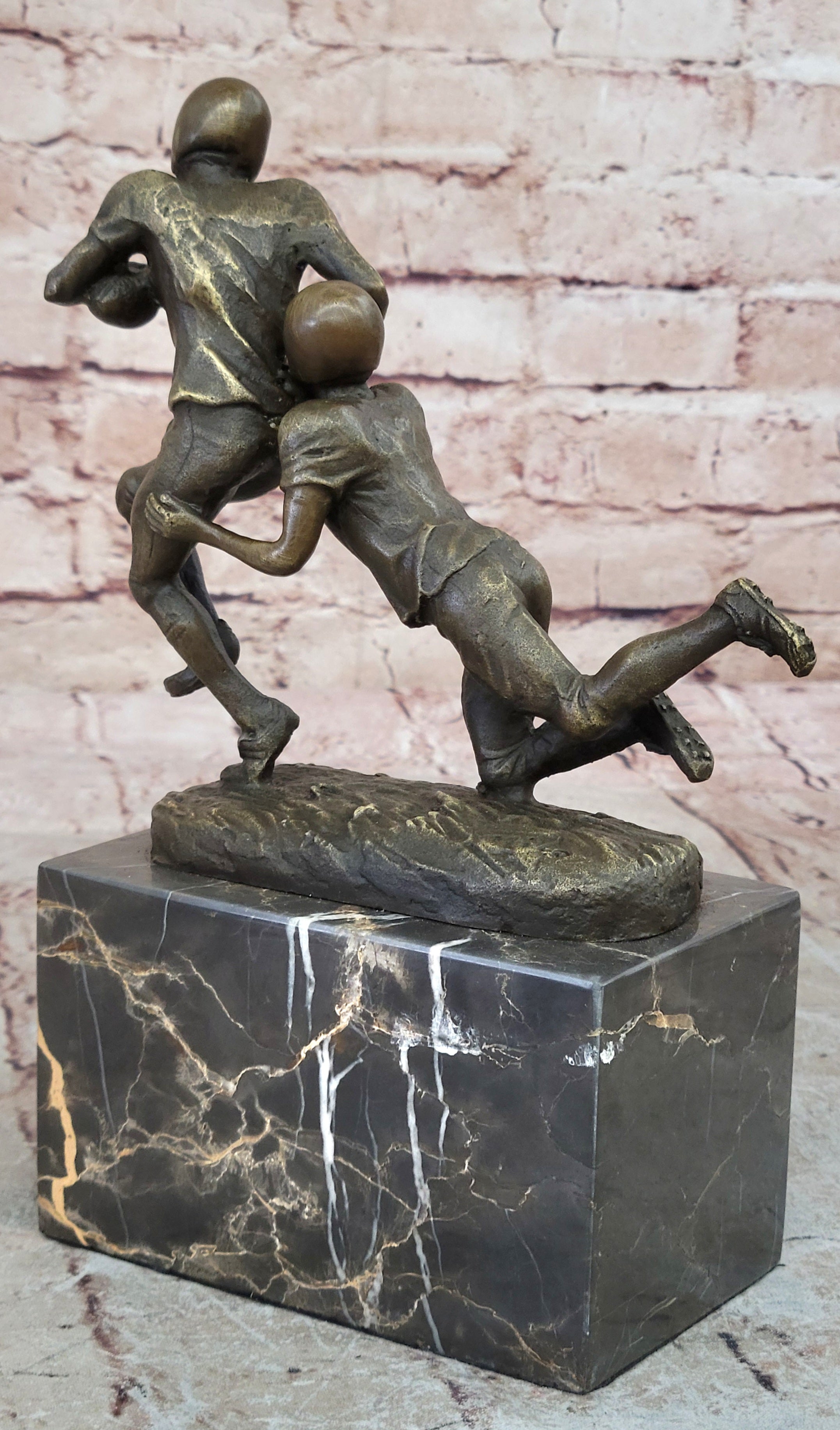 Football Player 9" Tall Beautiful Bronze Statue / Sculpture Brand New Figurine