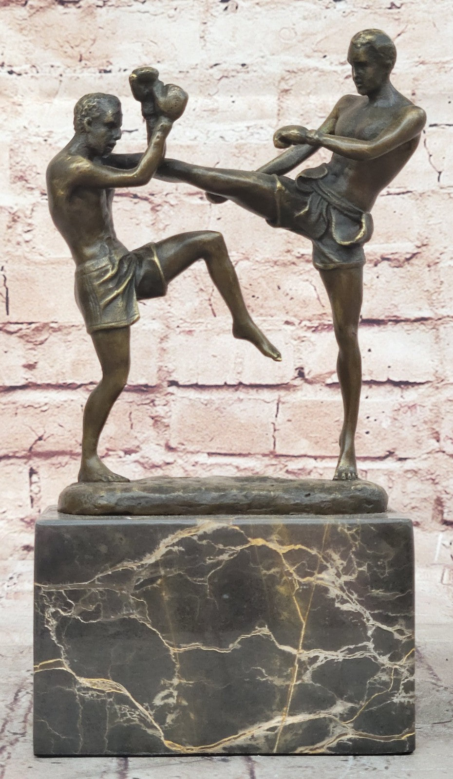 Bronze Sculpture Match Sport Kick Boxer Hot Cast Hand crafted Artwork Figure Art