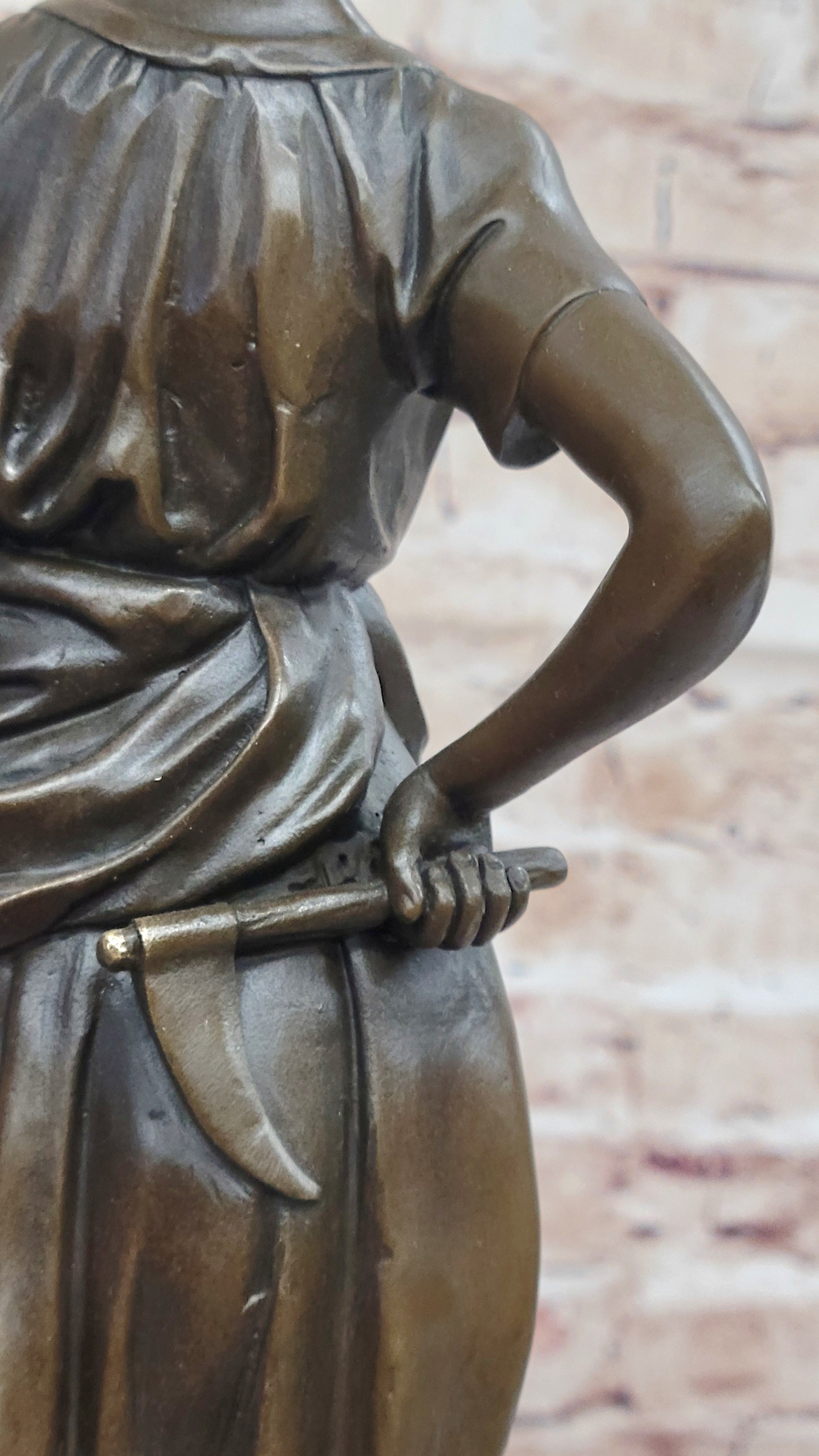 TUSEY FARMER GIRL WHEAT CARRY Handcrafted Art Bronze Sculpture Statue Figurine